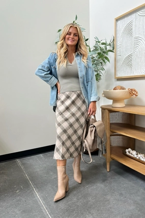 Checkmate Midi Skirt Fit Choice Soft Finish