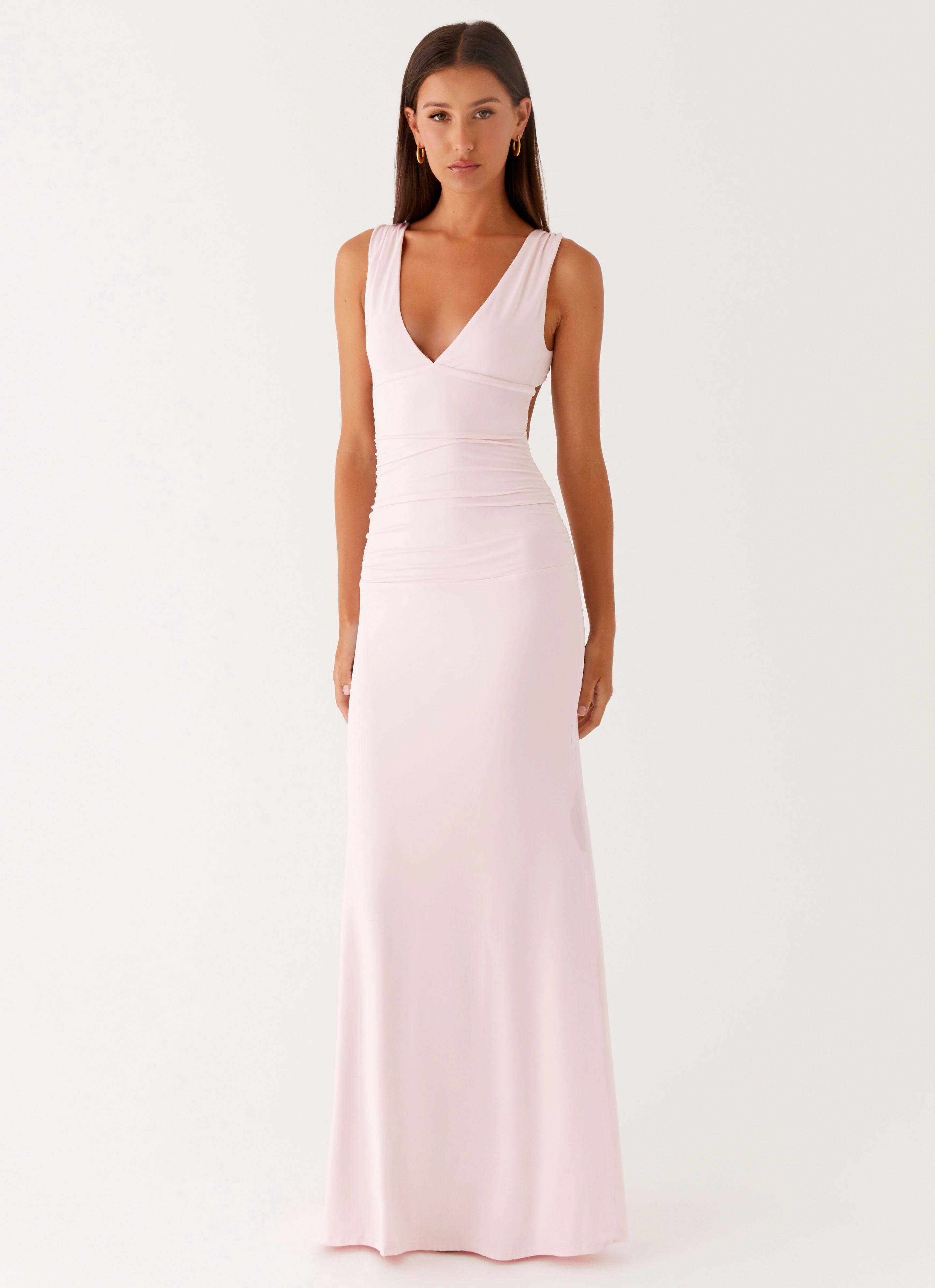 Beauty Zone Comfortable travel dress Cherry Sky Maxi Dress - Baby Pink
