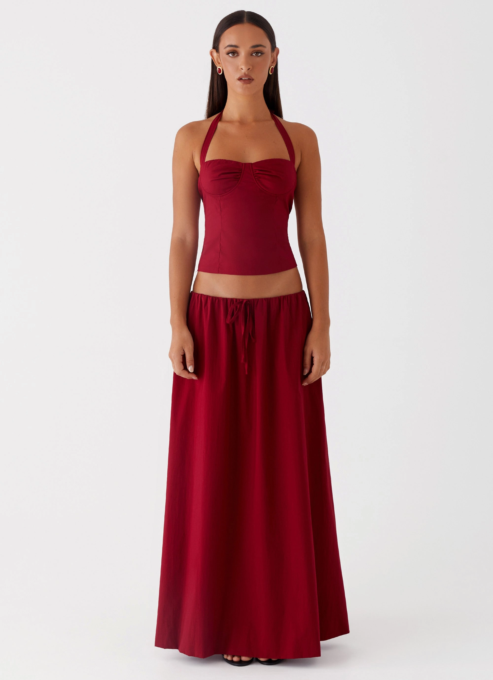 Lightweight Lining Cheryl Maxi Skirt - Cherry Red