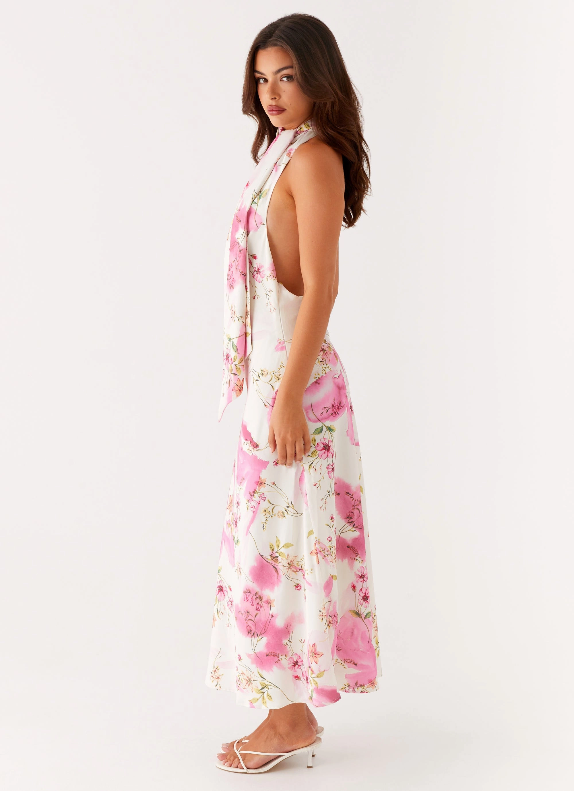 Jensen Midi Dress - Ivory Floral Print Kind Glow Stretchable
