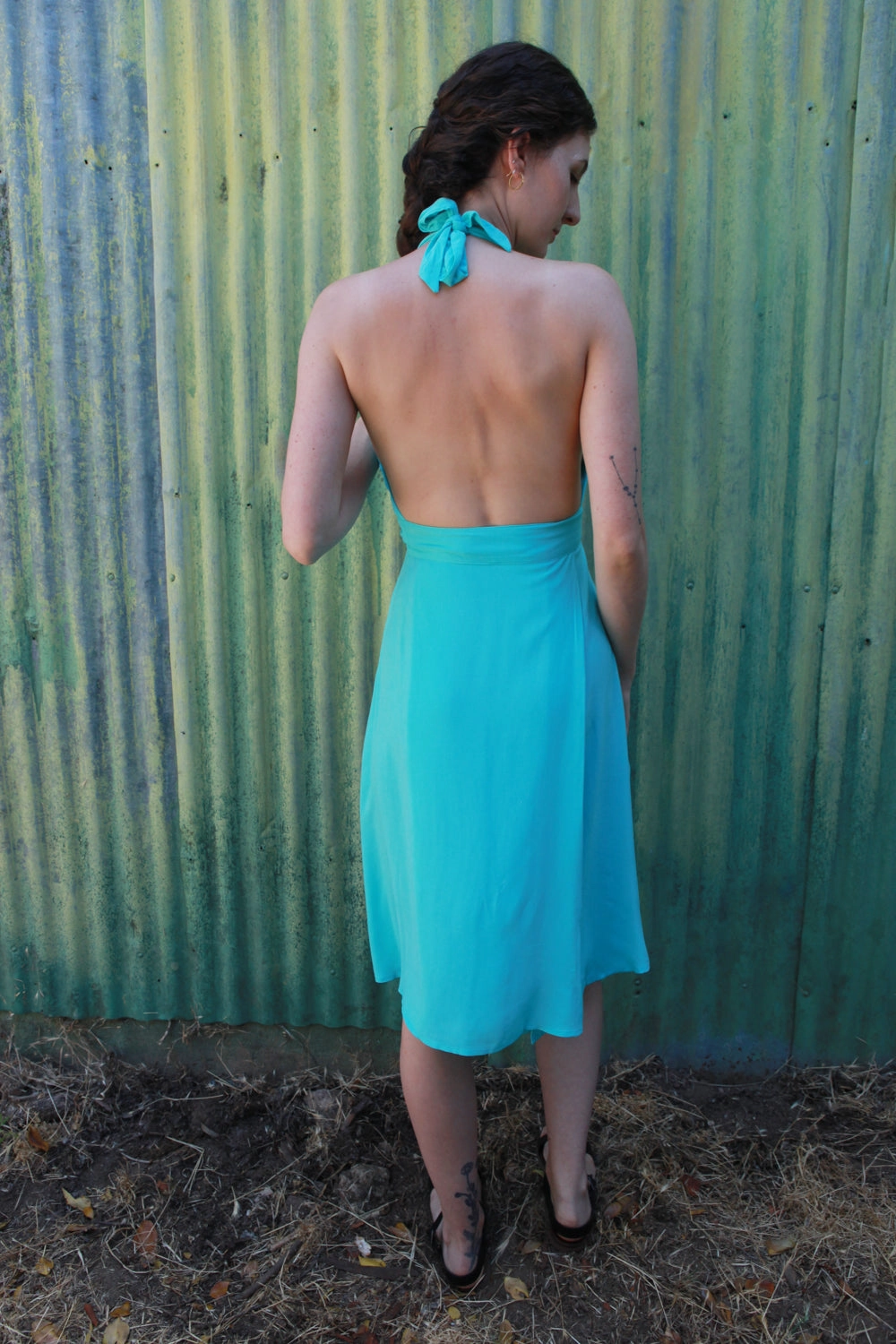 Monroe Dress in Sea Foam Challis Soft Fit Wear Sleek Silhouette