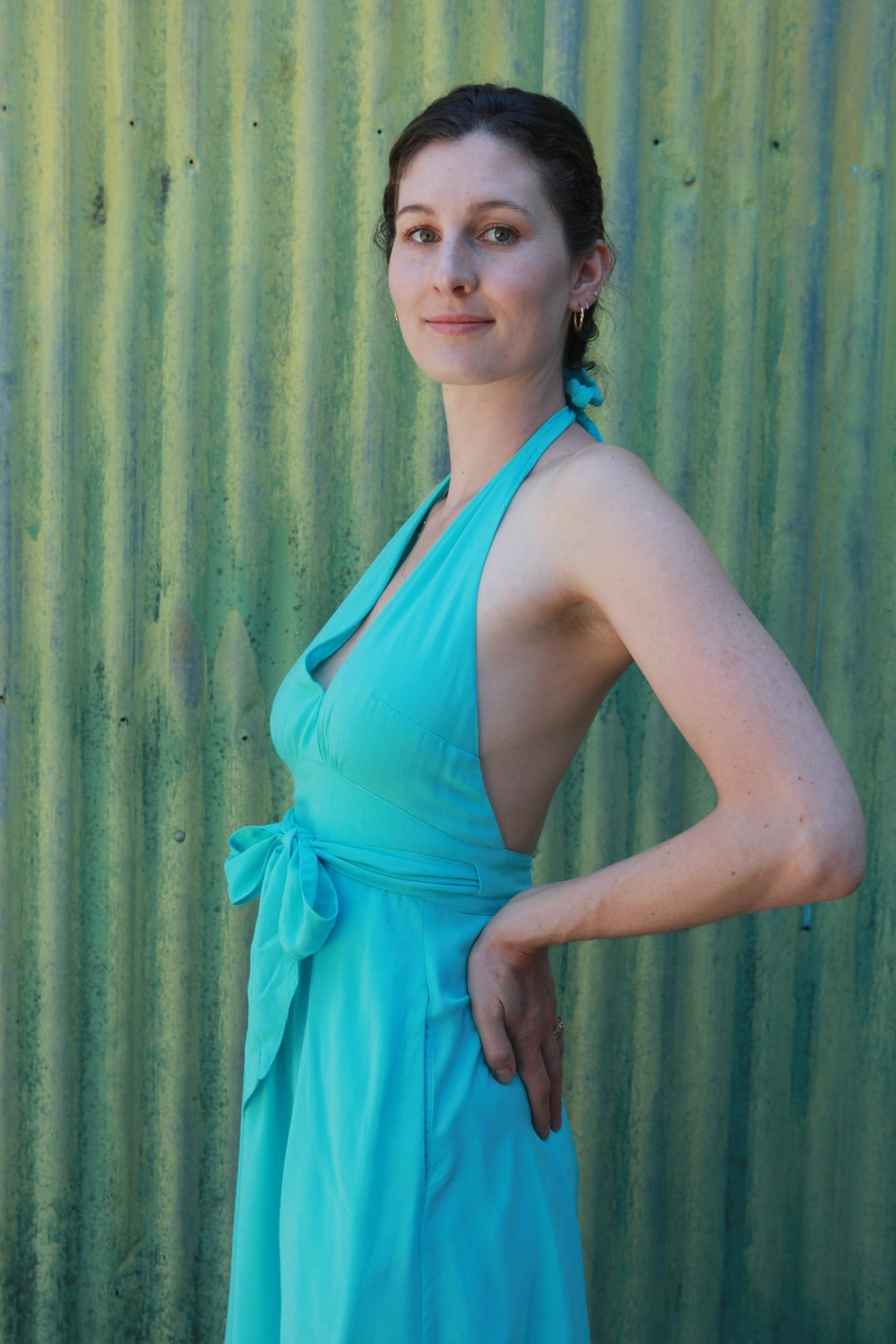Monroe Dress in Sea Foam Challis Pure Stitch