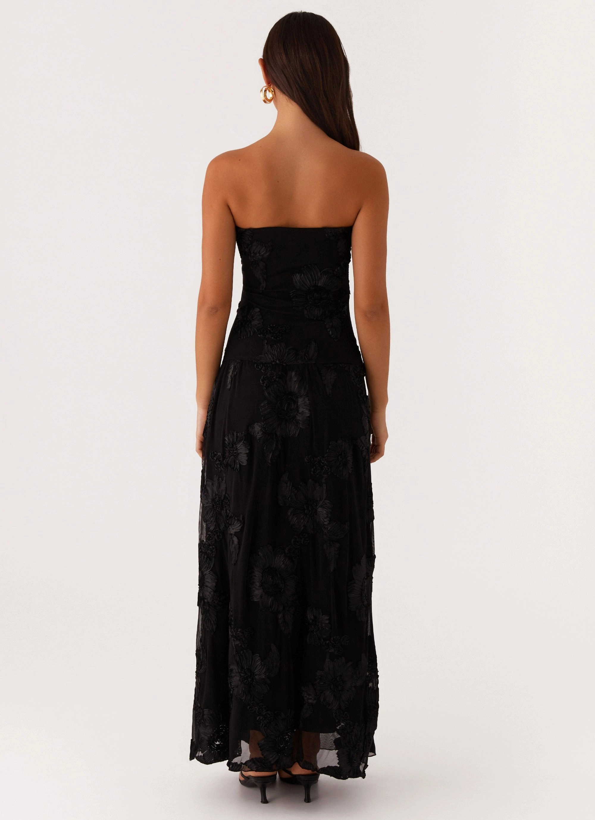 Comfortable Cut Bare Arm After Light Maxi Dress - Black