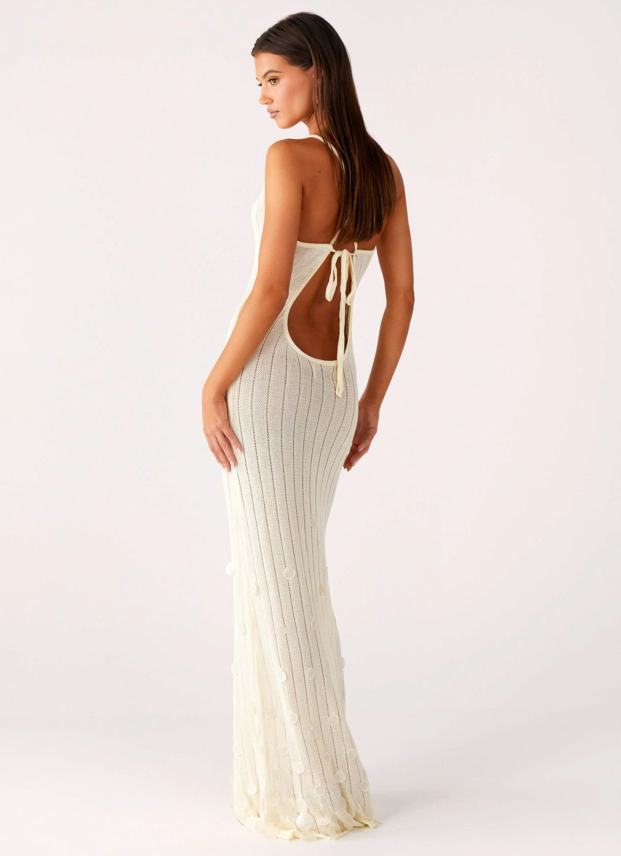 All-Purpose Comfort Siren Song Crochet Maxi Dress - Ivory