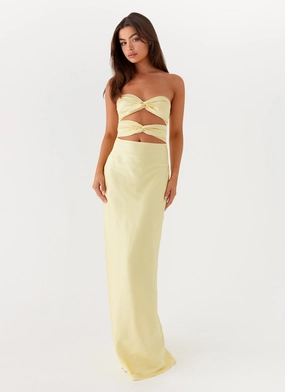 Tianna Strapless Maxi Dress - Yellow Light and Comfortable Sleek Comfort