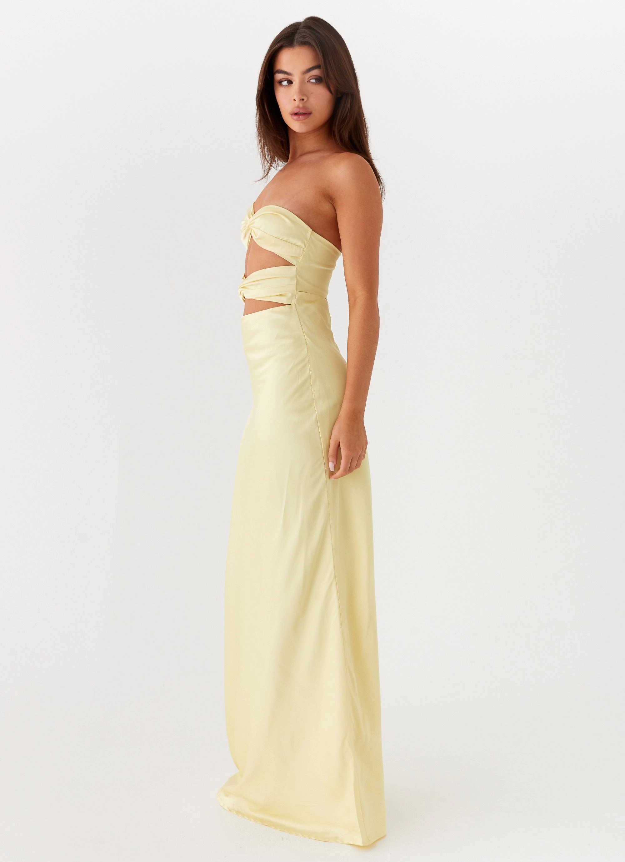 Tianna Strapless Maxi Dress - Yellow Smooth Surface