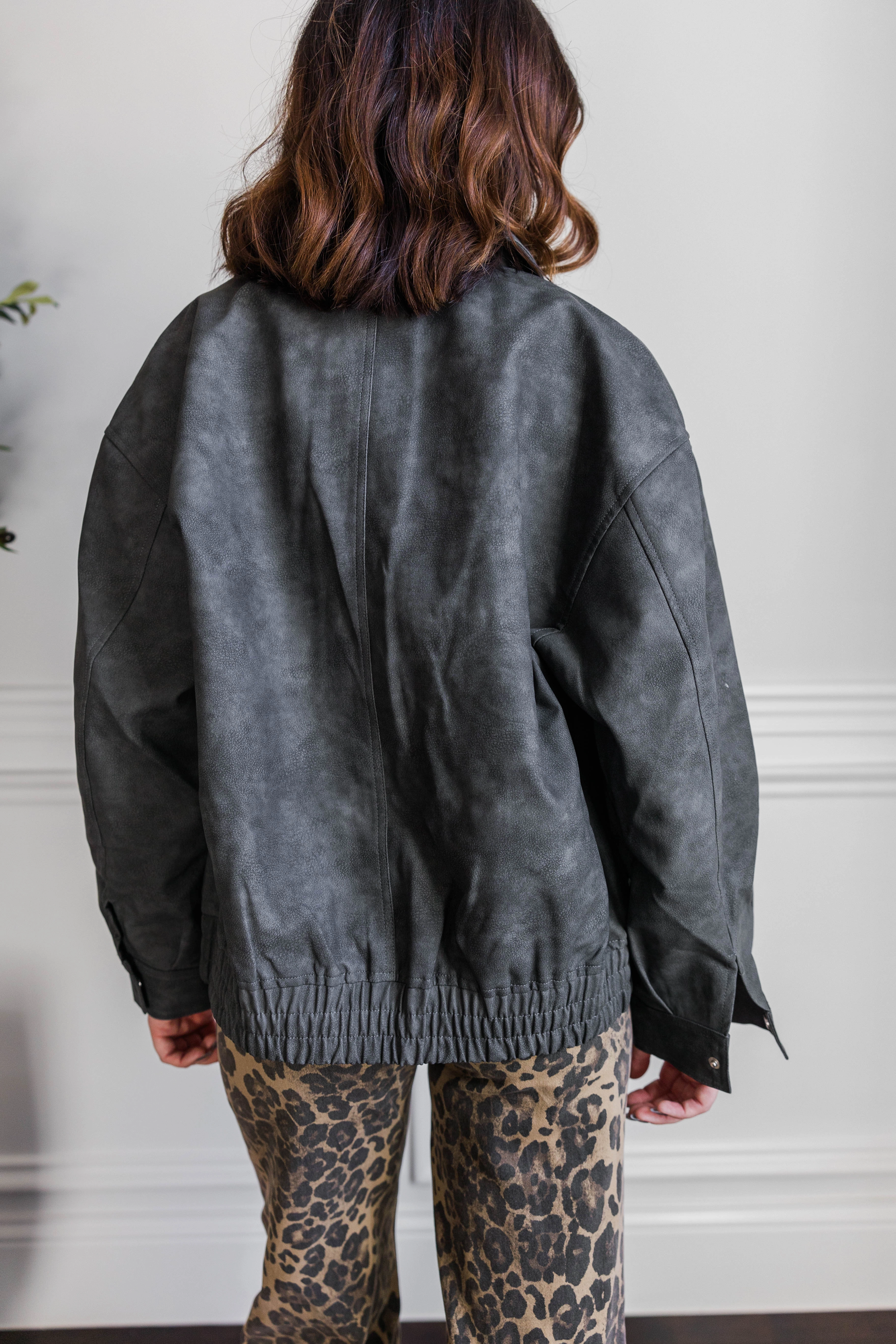 Anti Pilling Gunmetal Rebel Bomber Jacket
