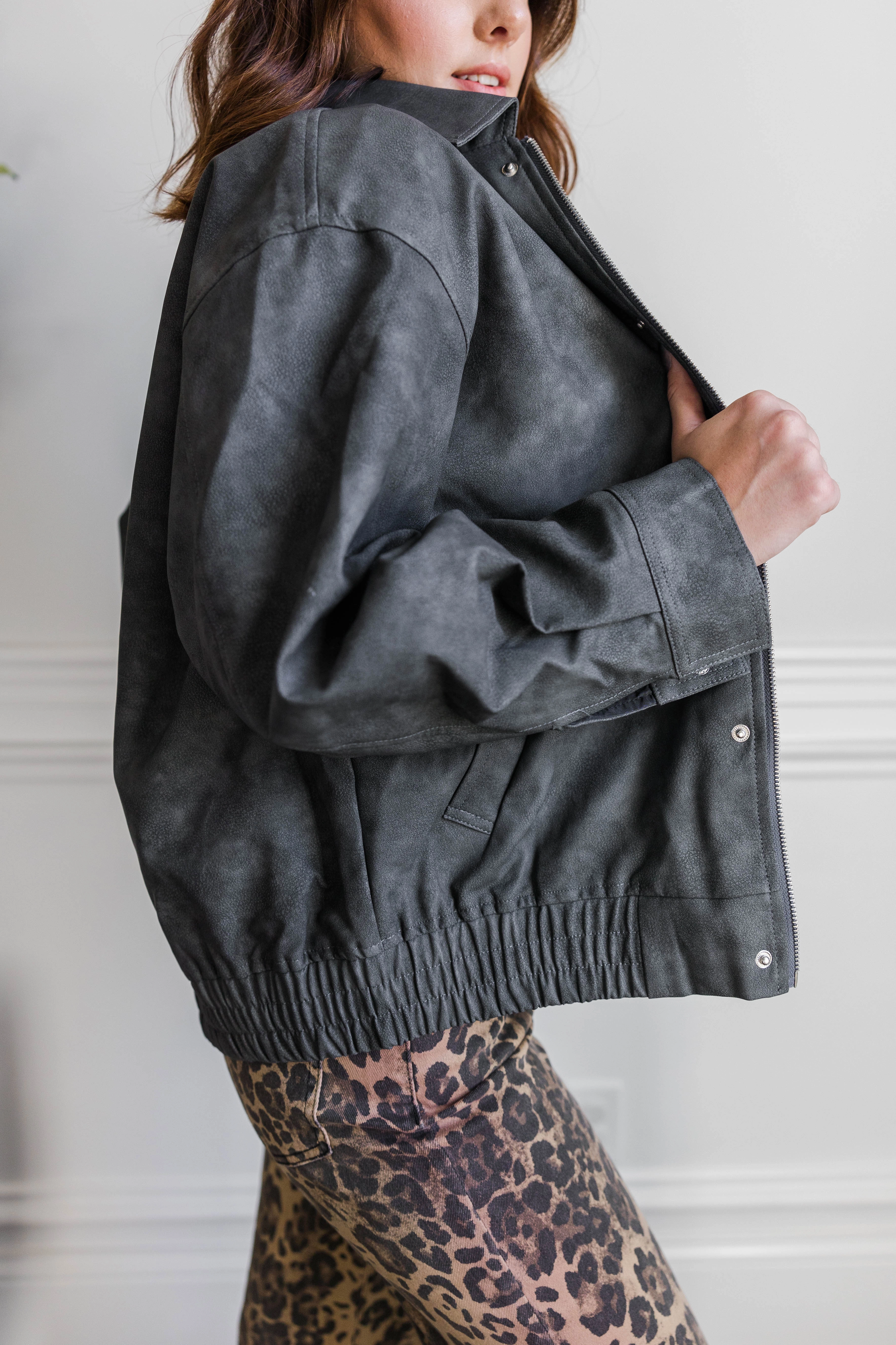 Gunmetal Rebel Bomber Jacket Stylish Chill Piece Weekend Casual