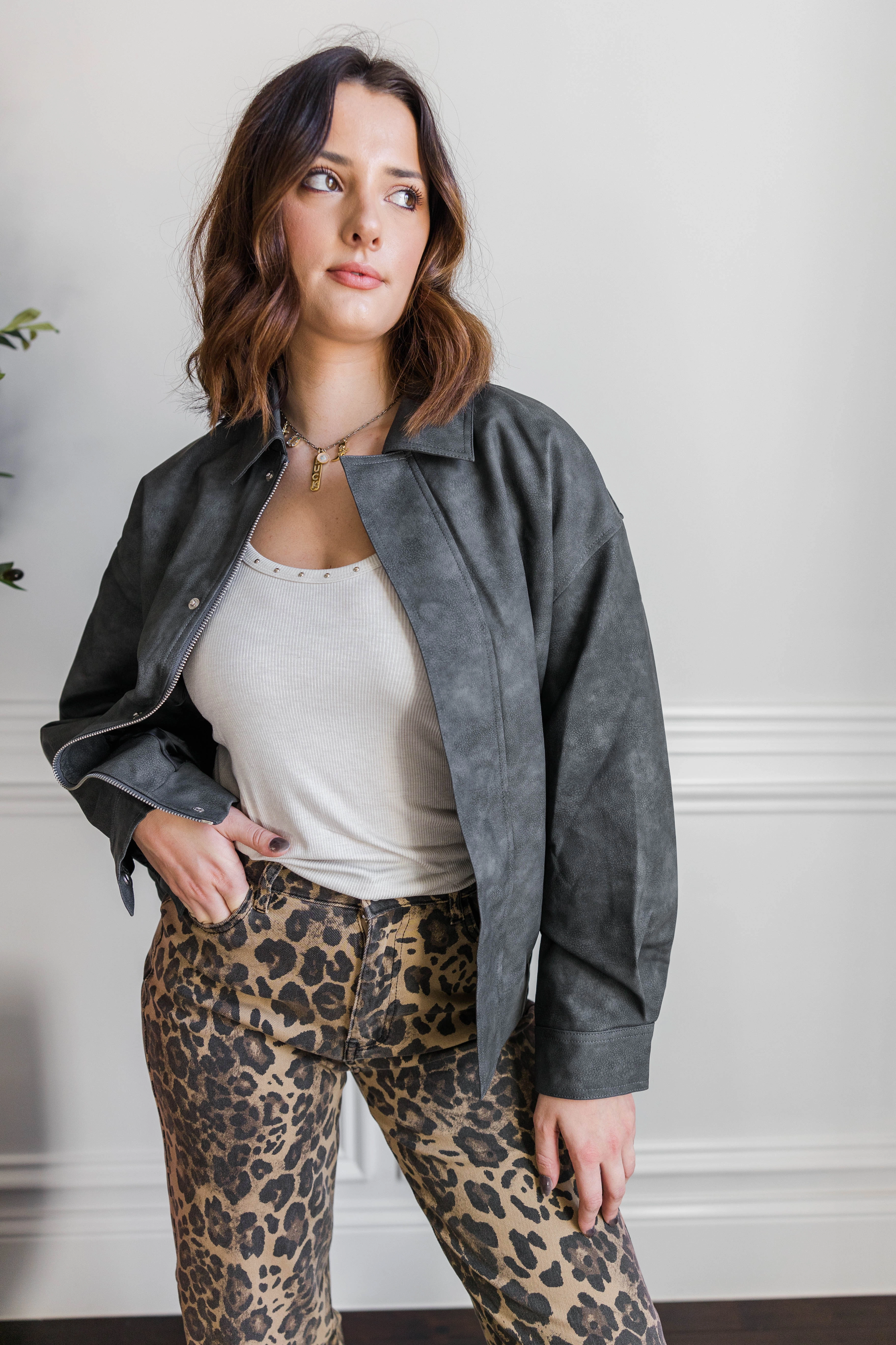 UltraQuietMaterial Matte Surface Texture Gunmetal Rebel Bomber Jacket