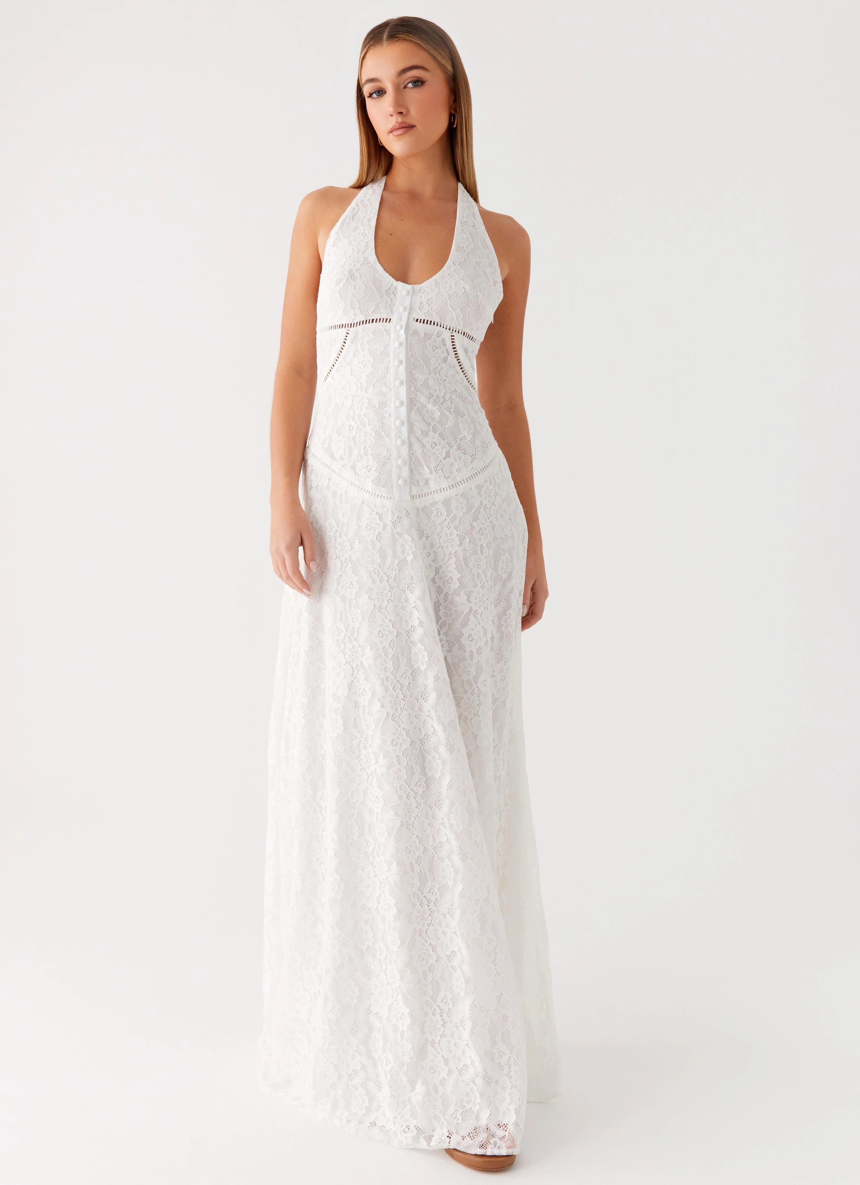 Figure-Skimming Ember Valley Maxi Dress - Ivory