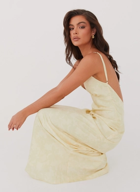 Sequin-Detail Sorrento Sun Maxi Dress - Yellow Floral