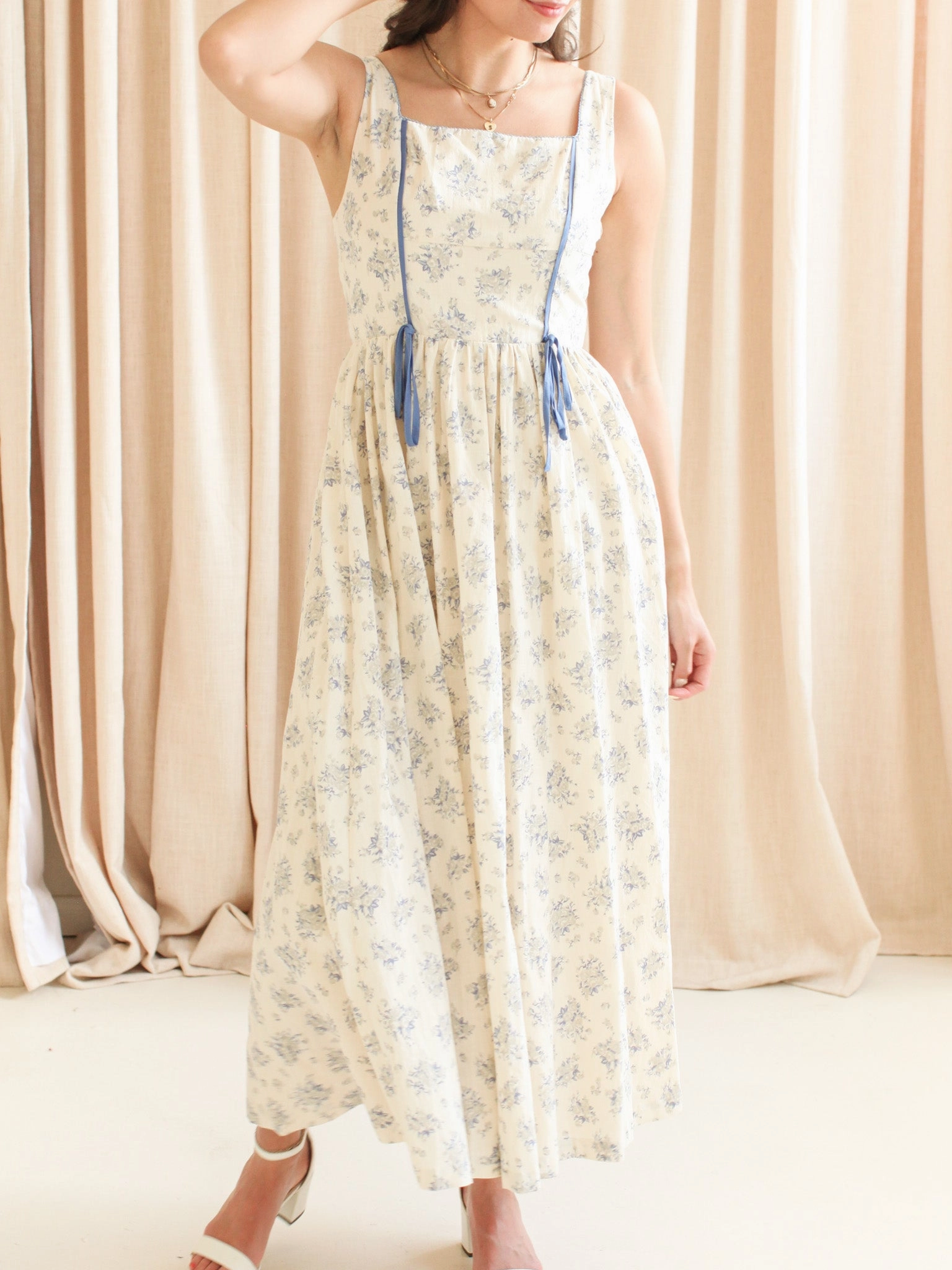 Isla Floral Tank Dress Eco-friendly Button-front