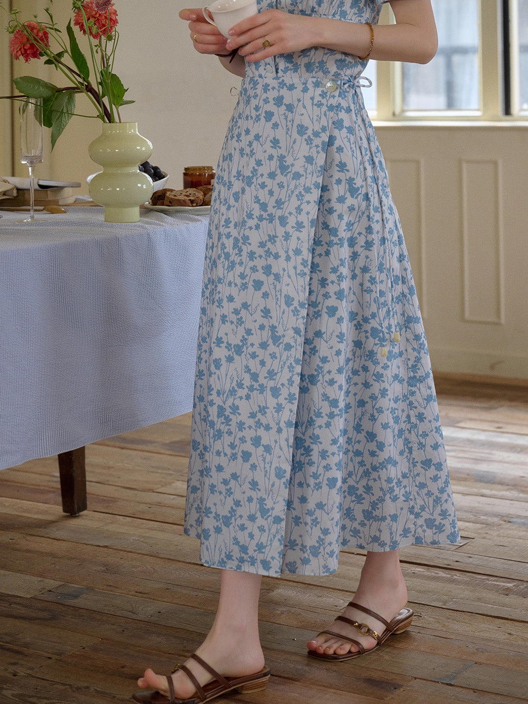 Quick Release Buckle Seamless Waistband Molly Floral 100% Cotton Skirt
