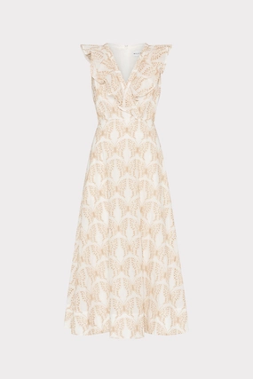 Butterfly Eyelet Ruffle Midi Dress Summer Air