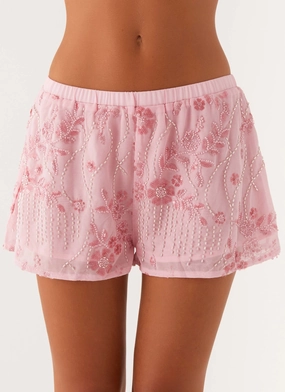 Mercer Sequin Mini Shorts - Pink Relax Fit Design AntiSnagZippers