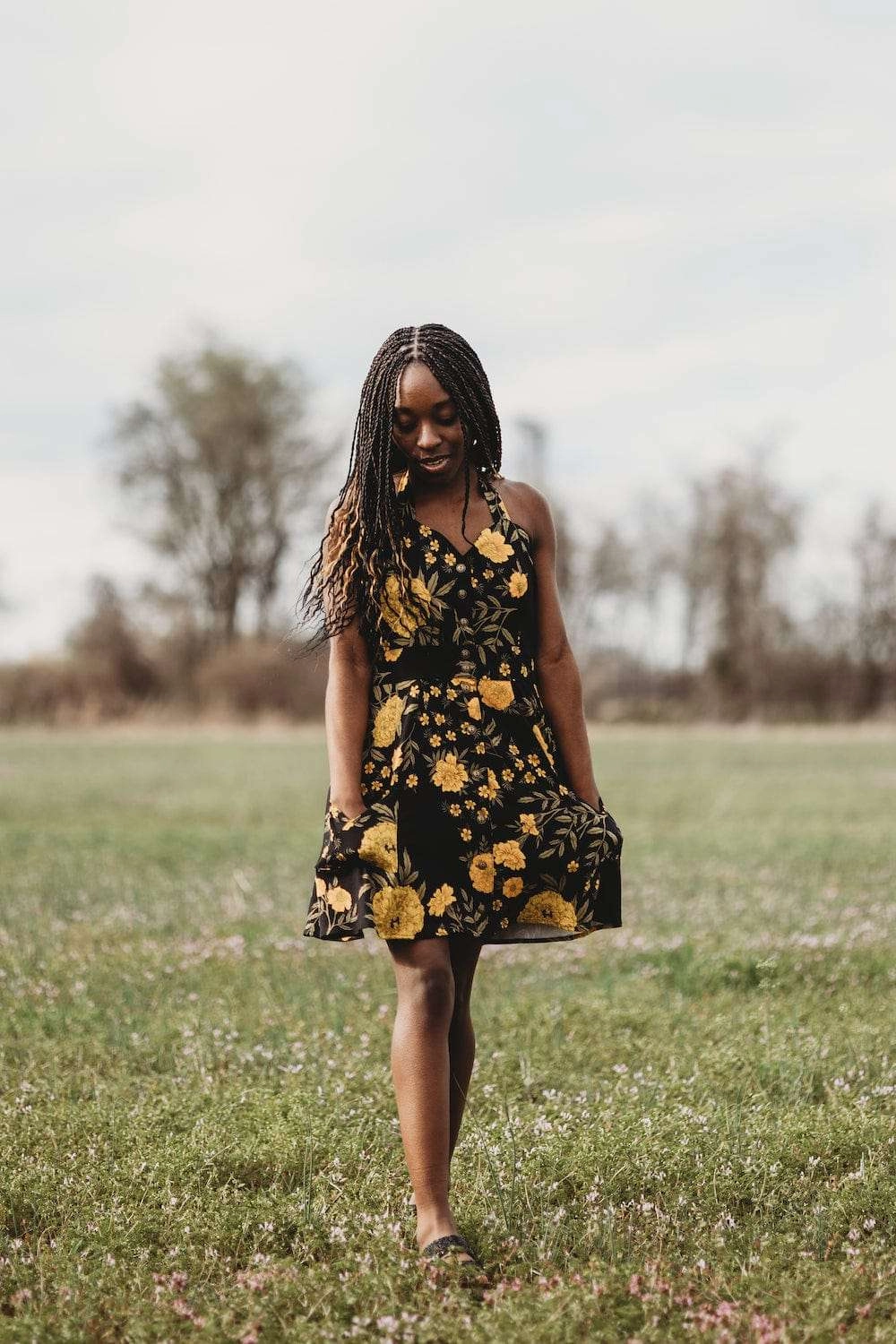 Bedding Dress in Black Marigold Twill Daily Casual foldable