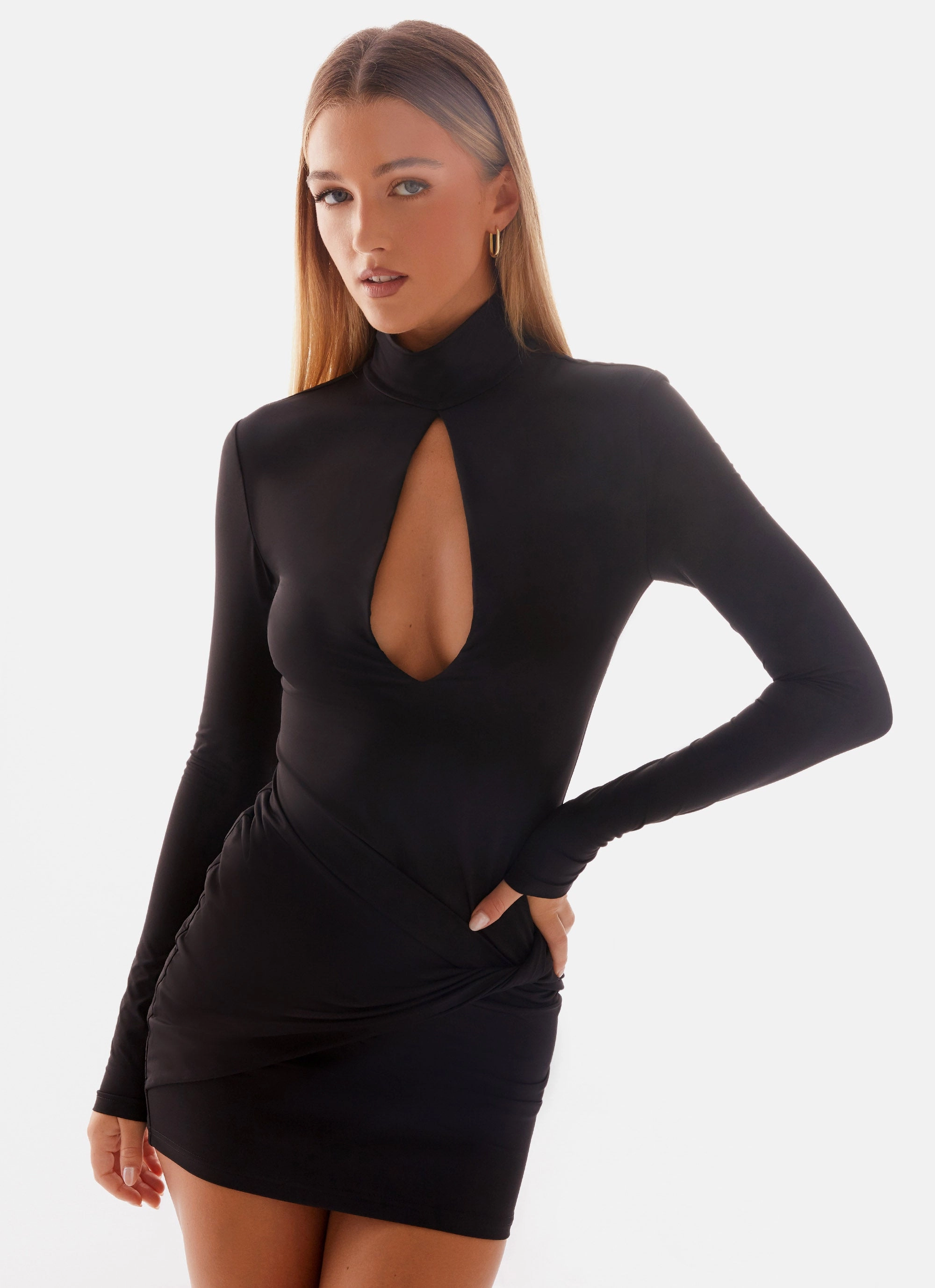 Airlea Long Sleeve Mini Dress - Black Bold Statement