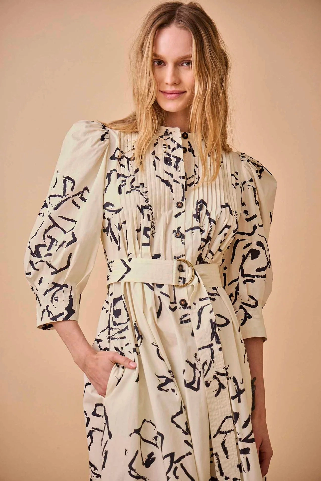 Sheer-Overlay Hunter Bell Lyle Dress Onyx Amaryllis
