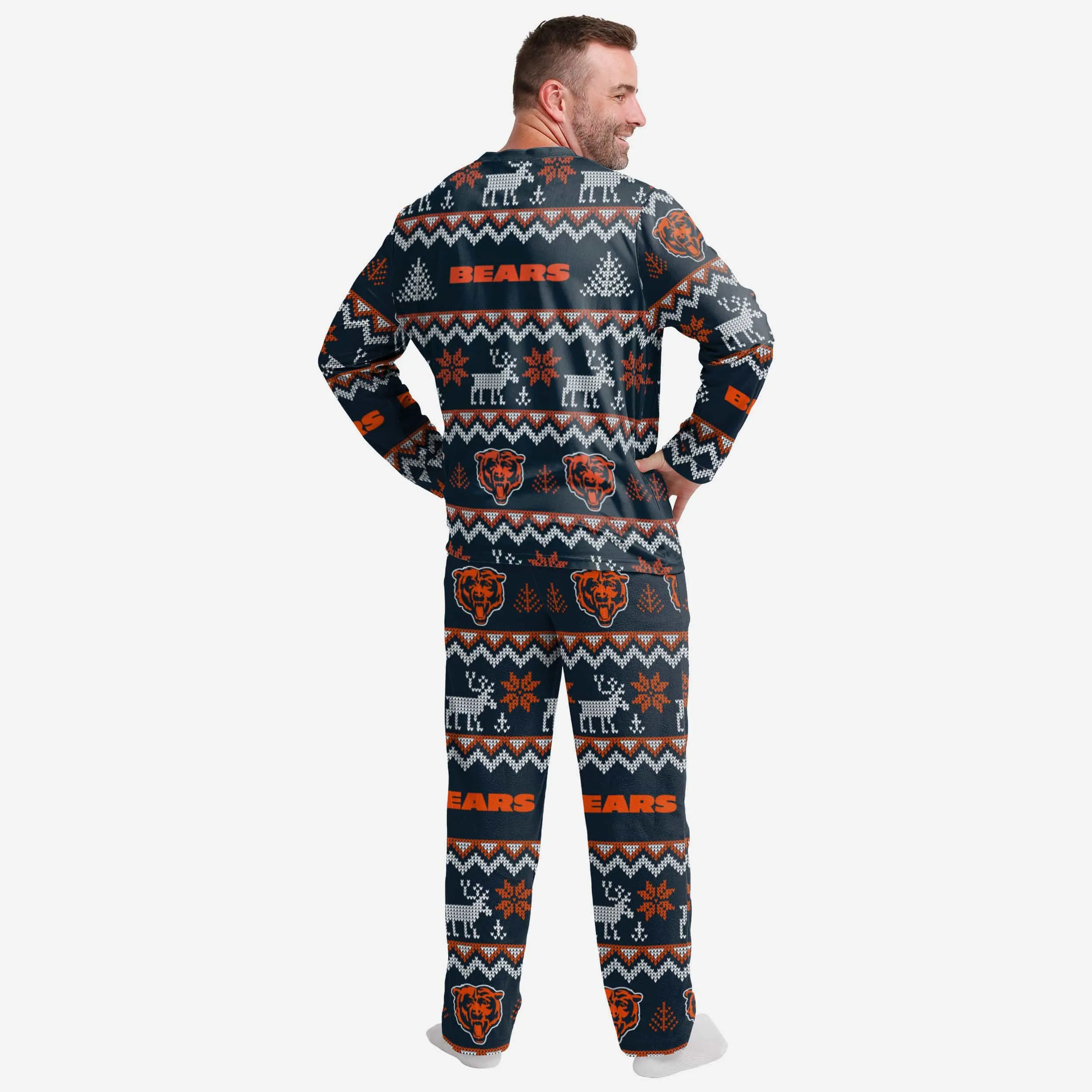 Chicago Bears Mens Ugly Pattern Family Holiday Pajamas