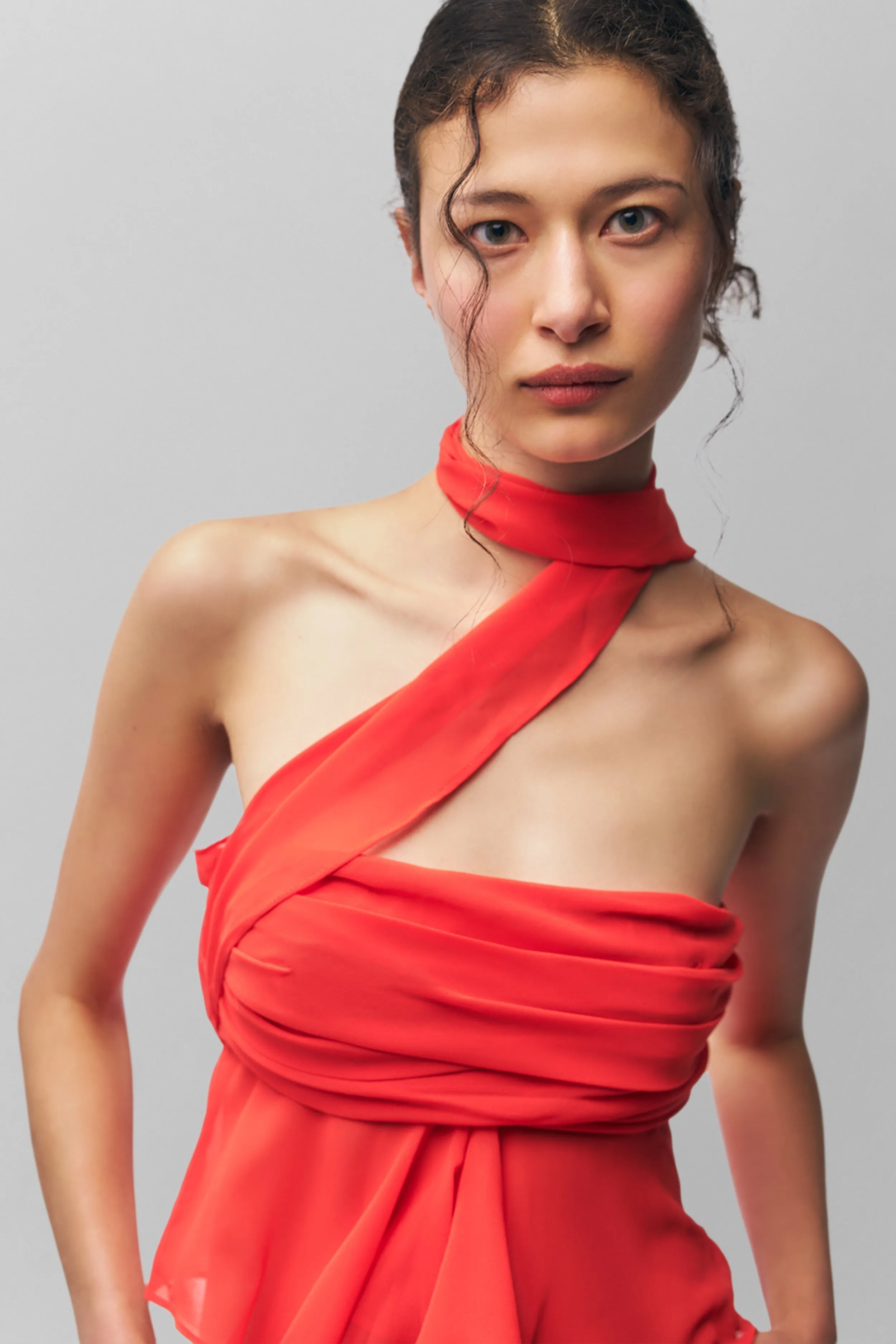 Chiffon Wrap Around Top HiddenZipper