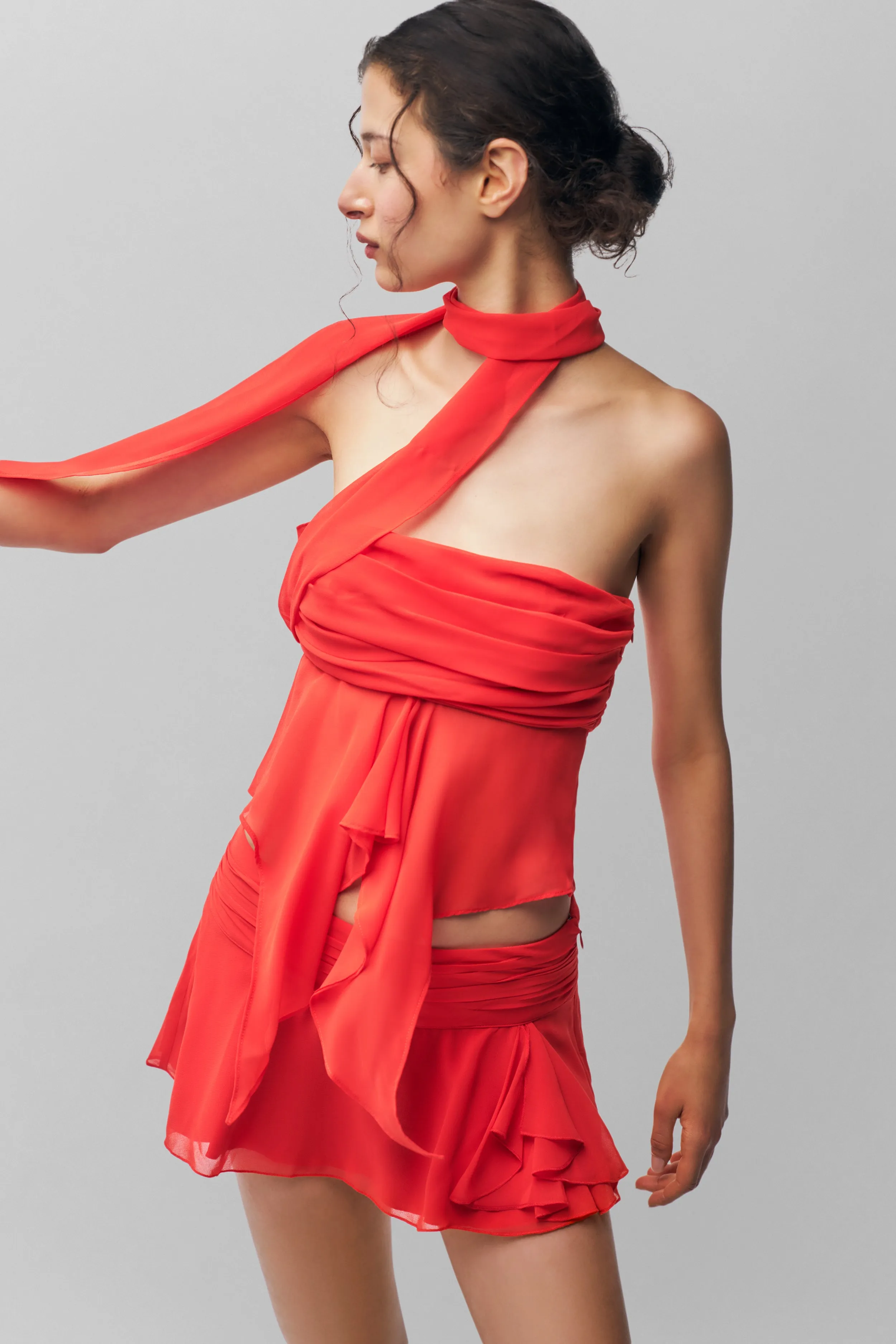 Chiffon Wrap Around Top Modular Pocket Layout