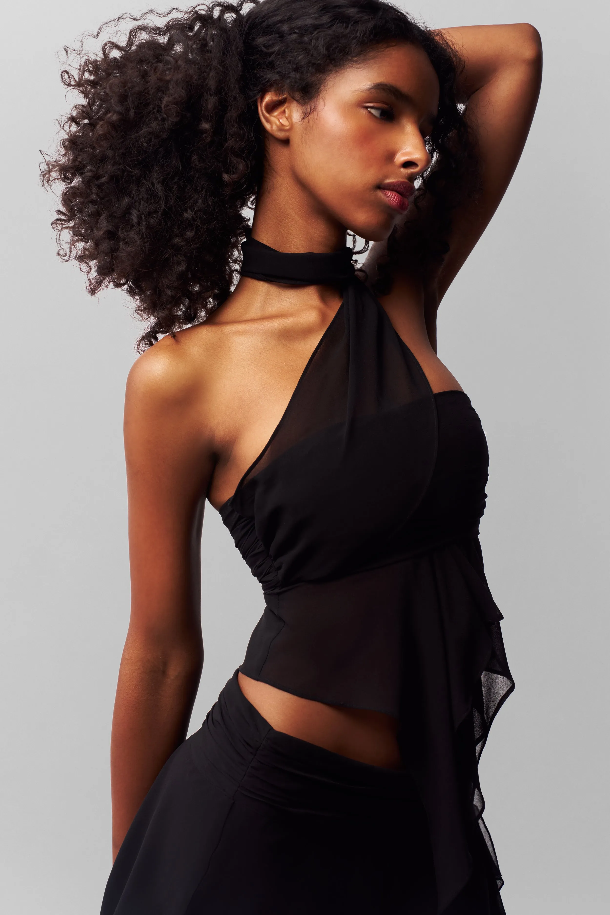WrinkleResistantWeave Chiffon Wrap Around Top
