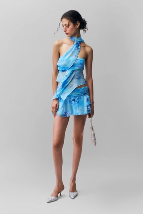 Chiffon Slit Mini Skirt Fade Resistant Cloth