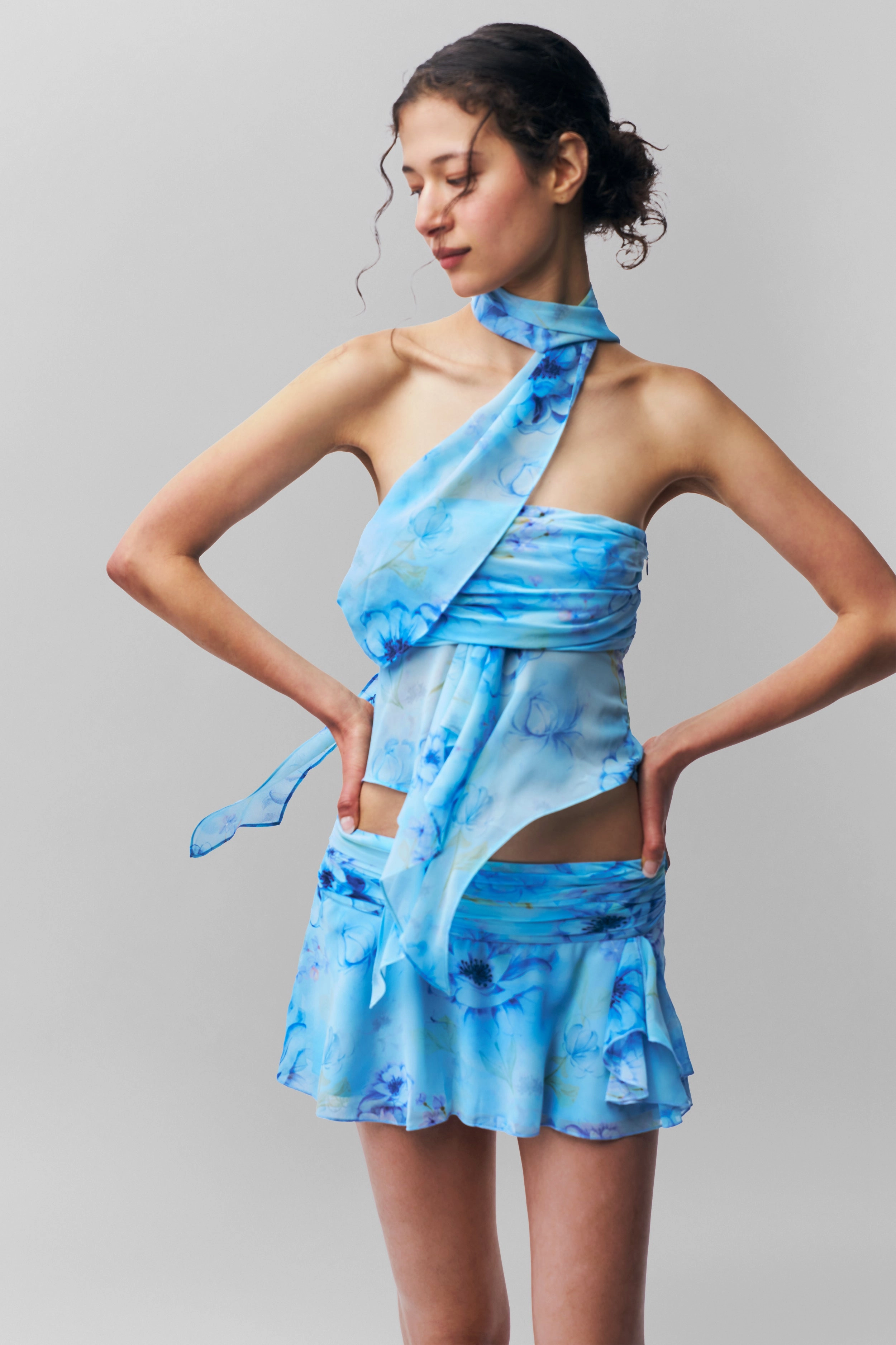 Modest Wear Chiffon Slit Mini Skirt