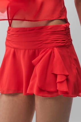 Chiffon Slit Mini Skirt Anti Pilling Treatment Cozy Vibe