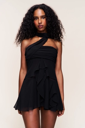 Chic Waist Simple Shape Chiffon Wrap Dress