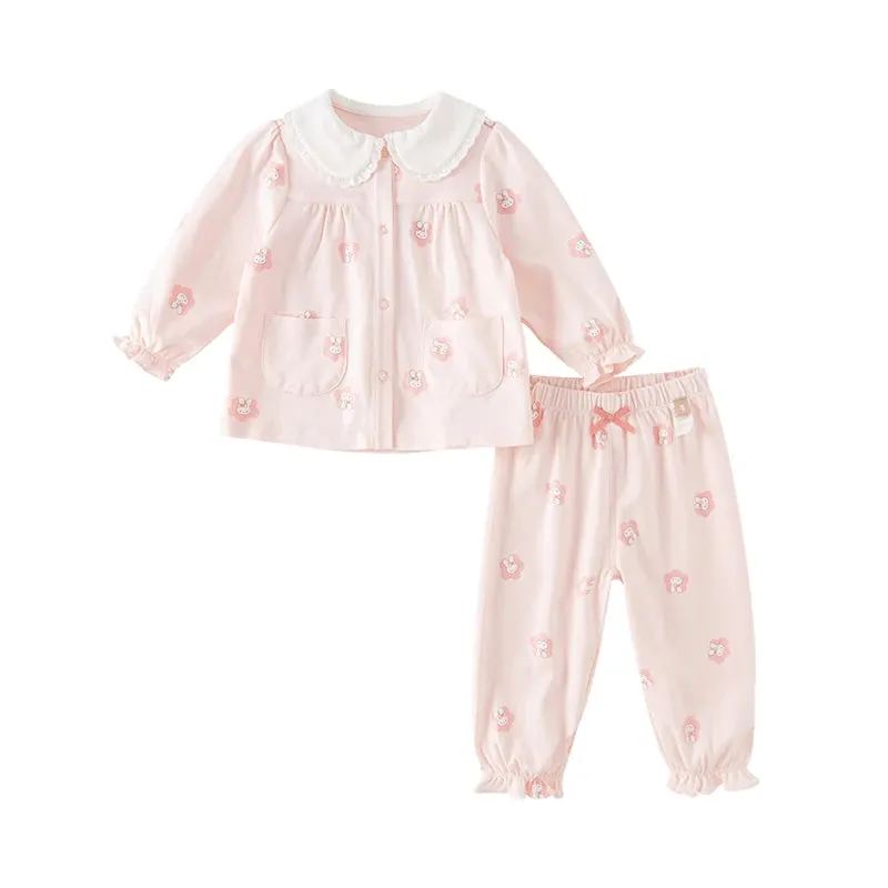 Children's Girl's Cartoon Print Casual Cotton Pajamas Suit