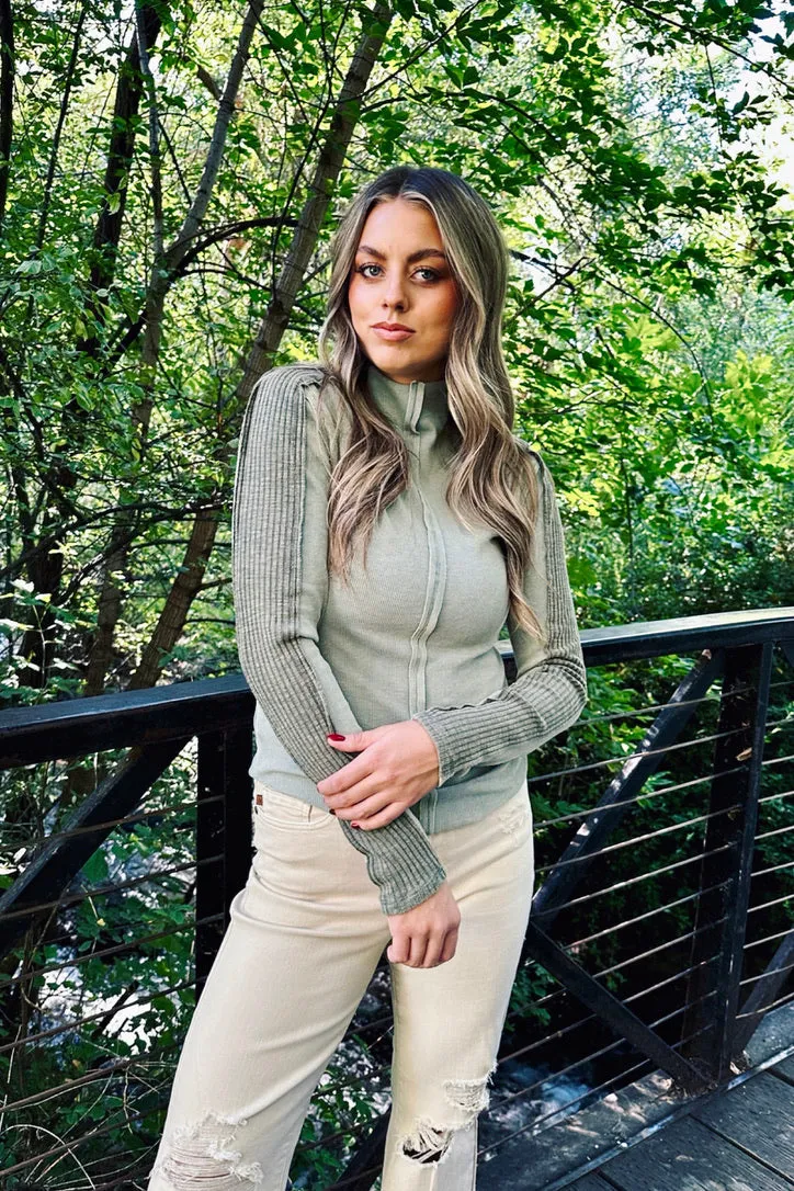 EcoCertified Textile HighStretch Chill in the air Ribbed Mock Neck Top