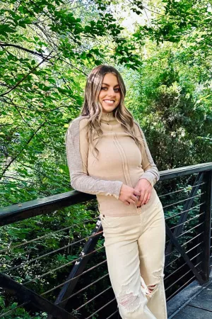 Chill in the air Ribbed Mock Neck Top Anti Pill Finish