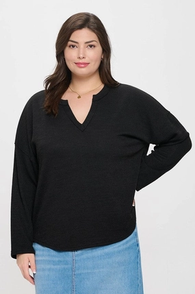 Chill Knit Sweater Top-Black Fresh Warmth elastic waistband