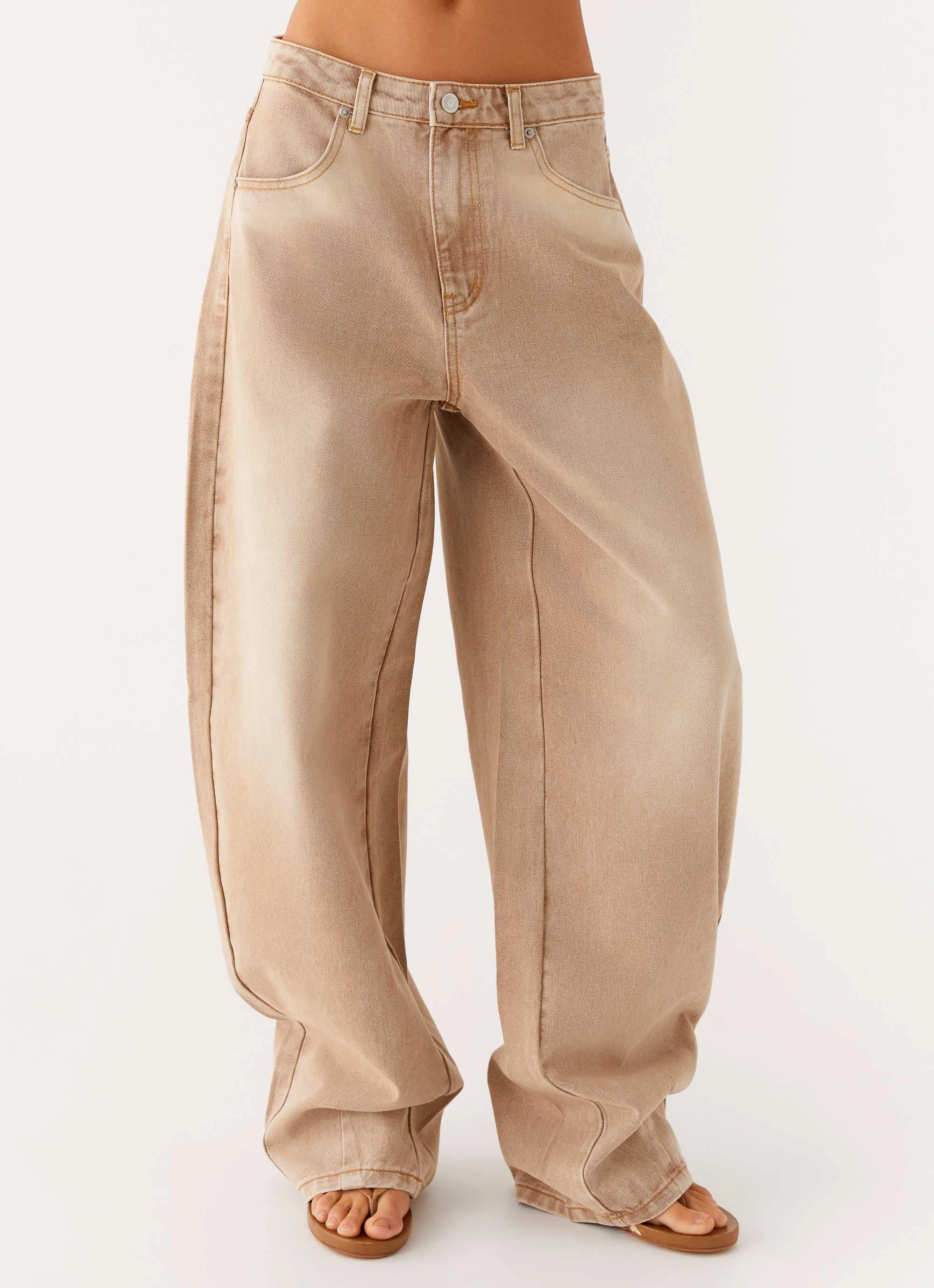 Easy Outfit All-Purpose Use Khalil Baggy Jeans - Tan