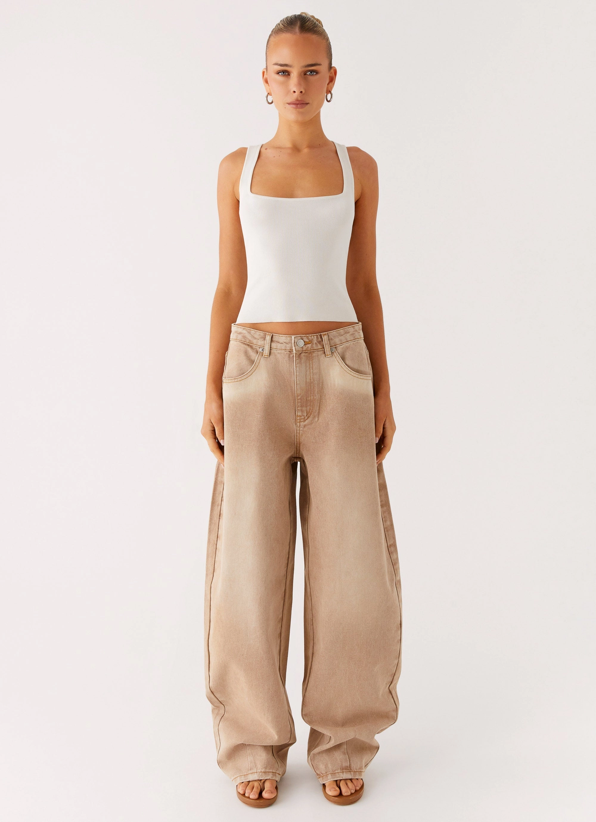 Khalil Baggy Jeans - Tan Street Fashion Affordable
