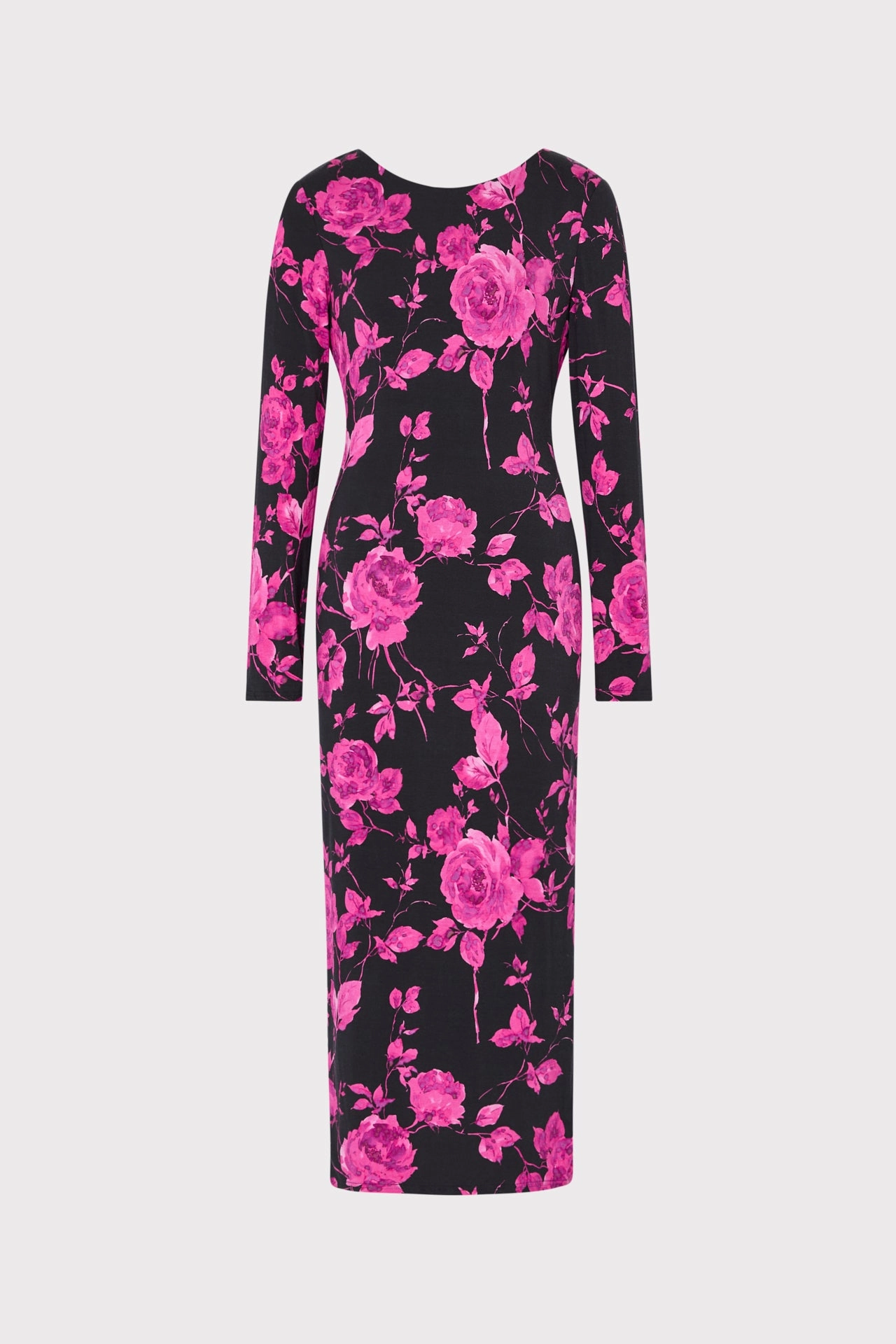 Amarilla Rose Jersey Midi Dress Side Tie