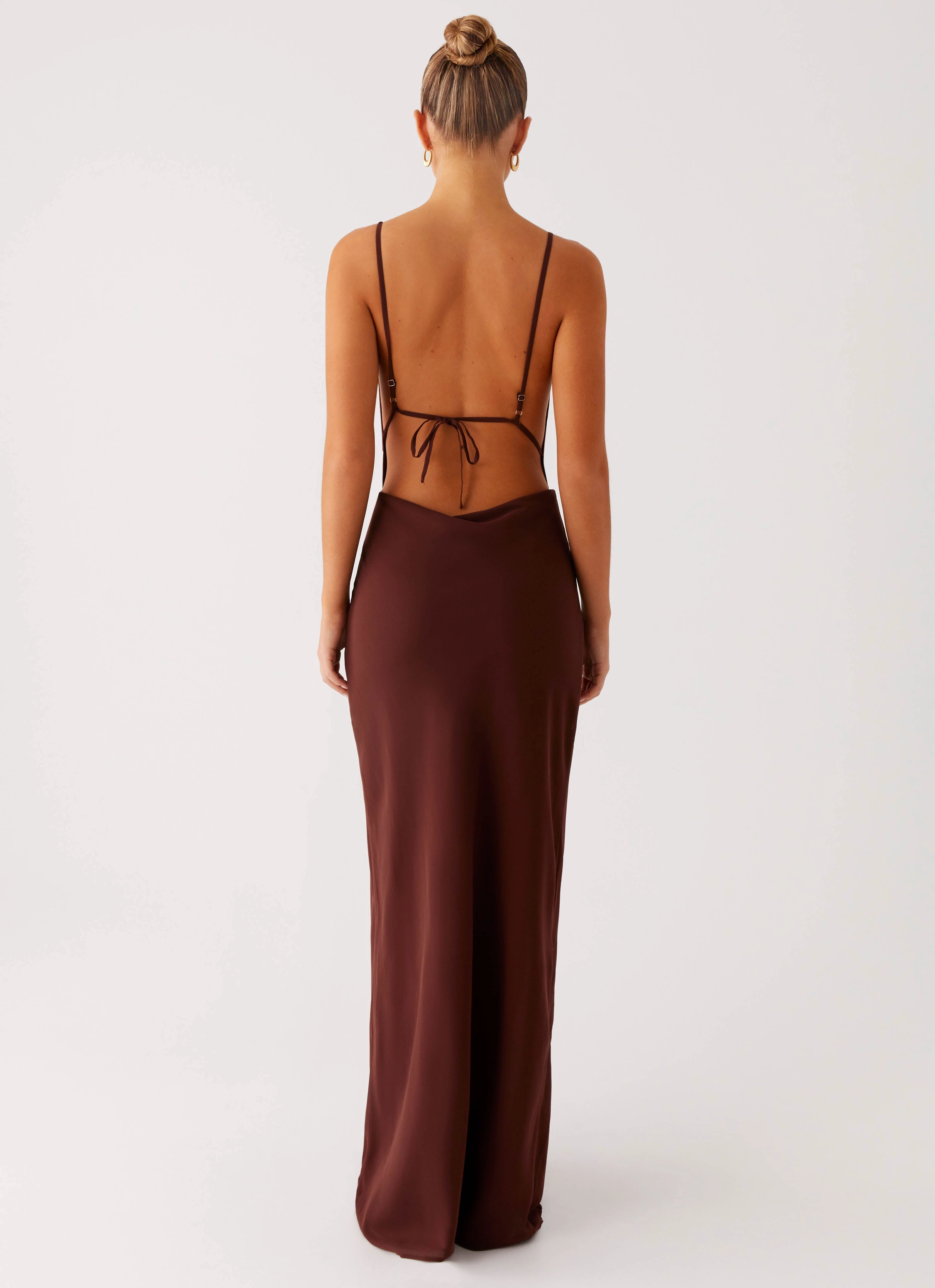 Chic Mom Front Detail Elation Cowl Neck Maxi Dress - Chocolate