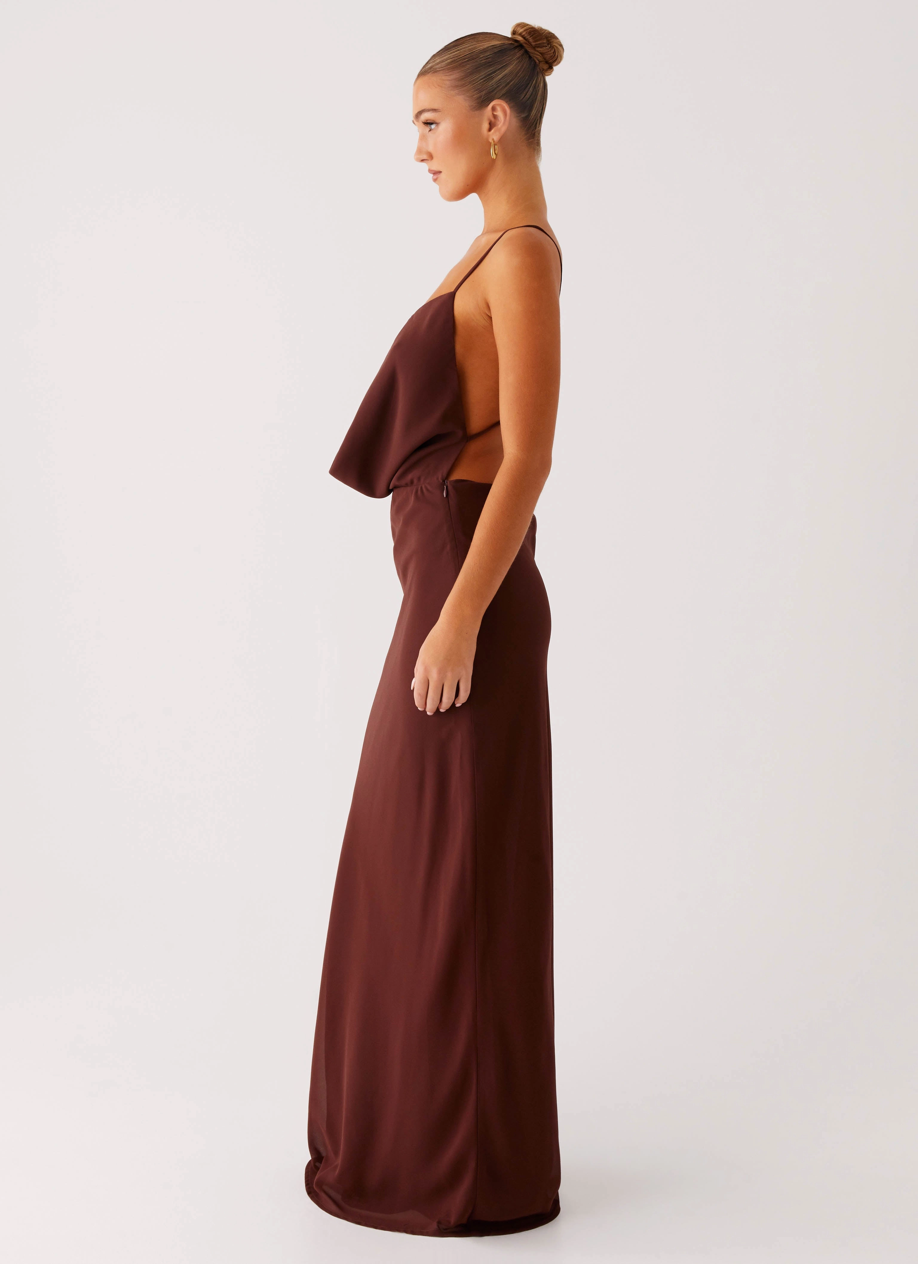 Elation Cowl Neck Maxi Dress - Chocolate QuickReleaseClasp