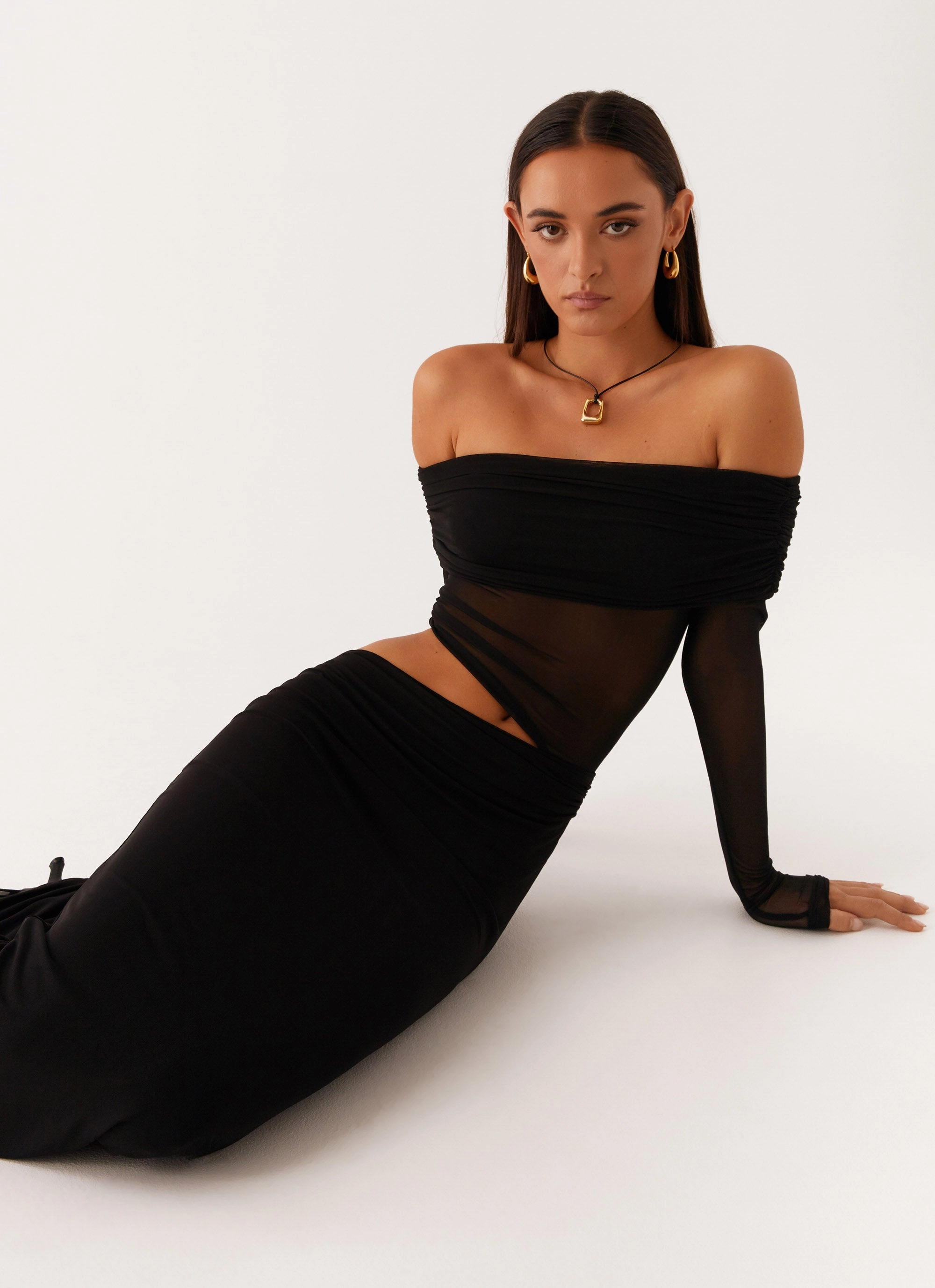 Emery Maxi Dress - Black Light Weave Sleeve Light