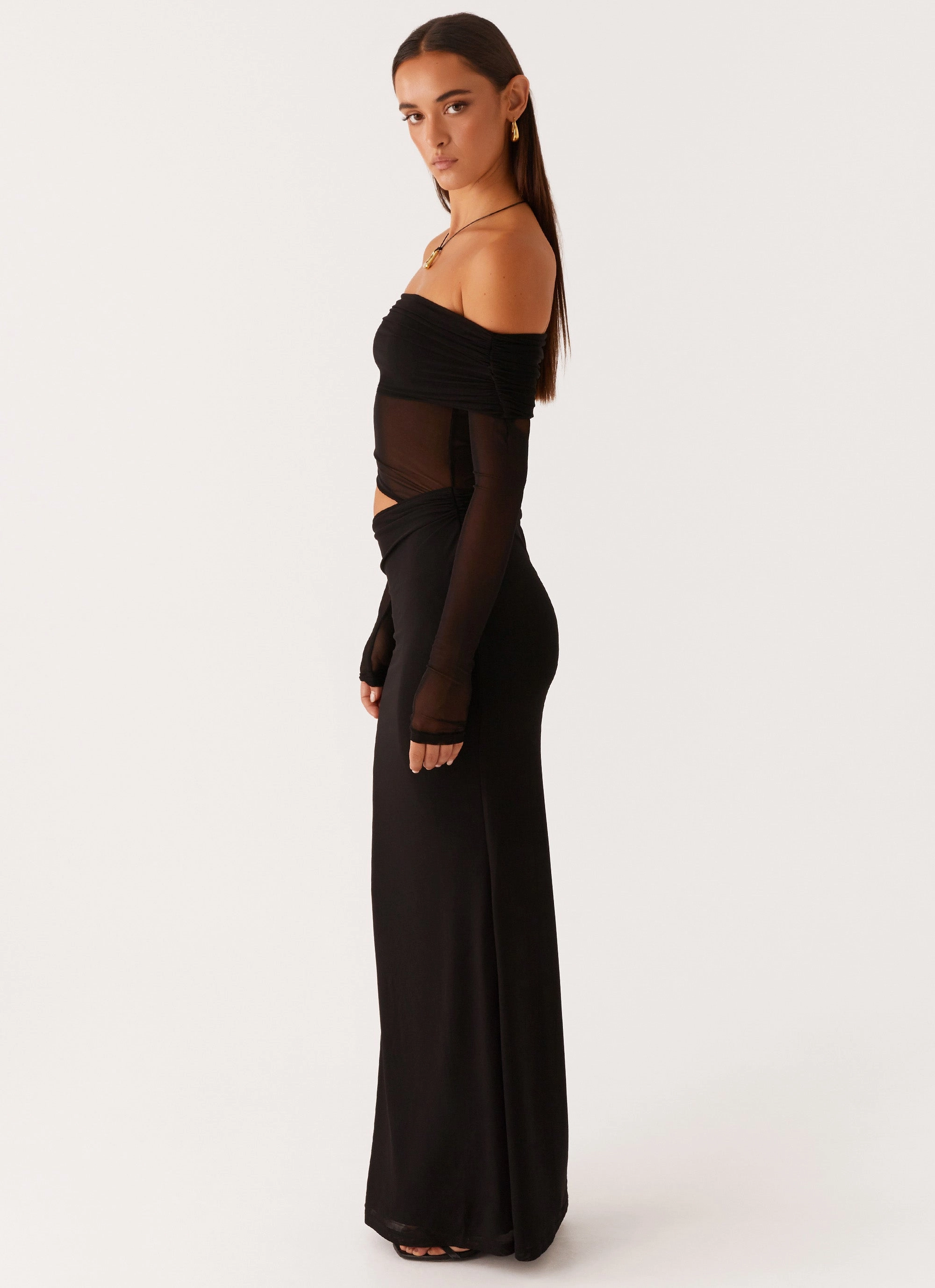 Belt Waist Trendy Piece Emery Maxi Dress - Black