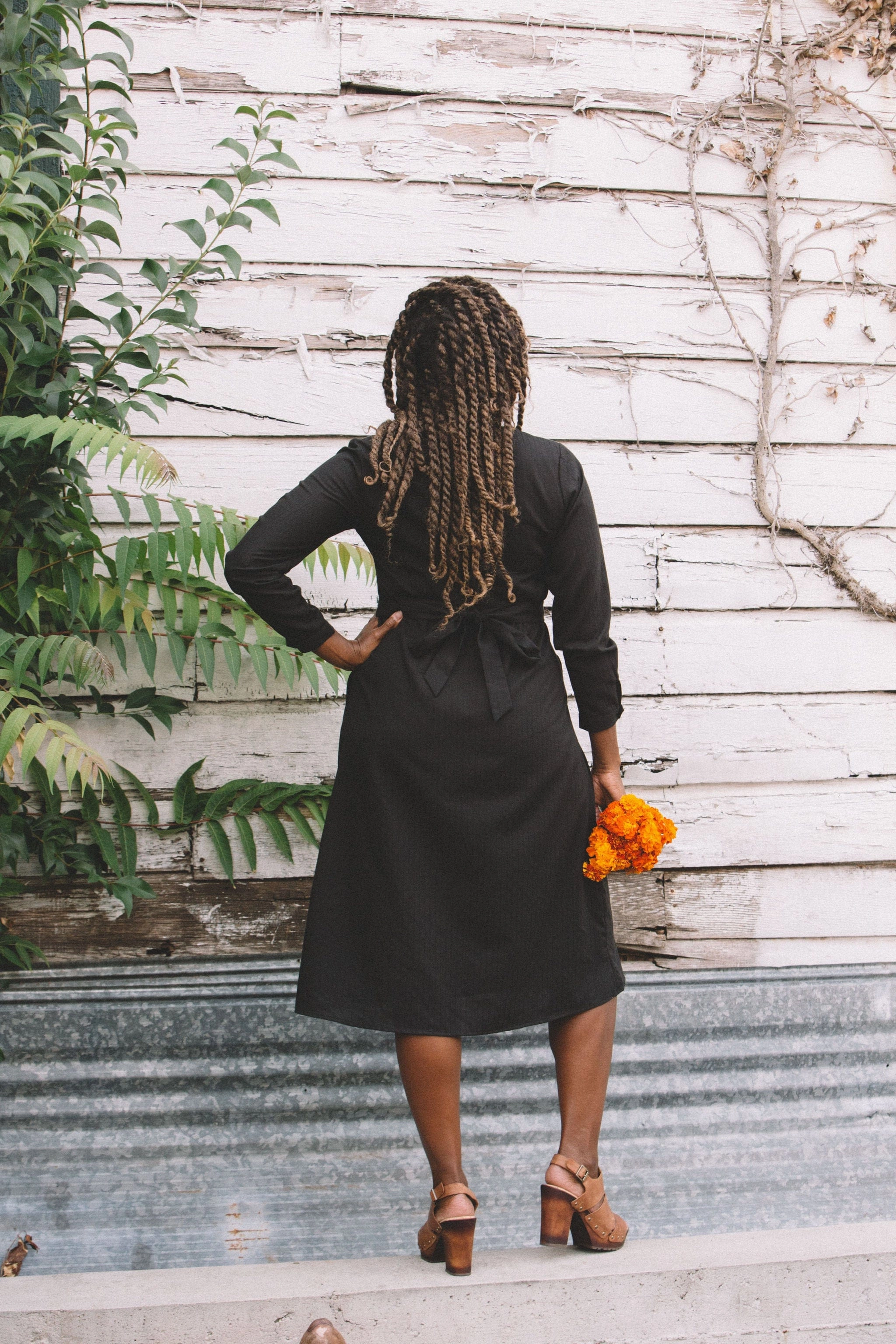Vera Dress in Black Embroidery Crisp Detail