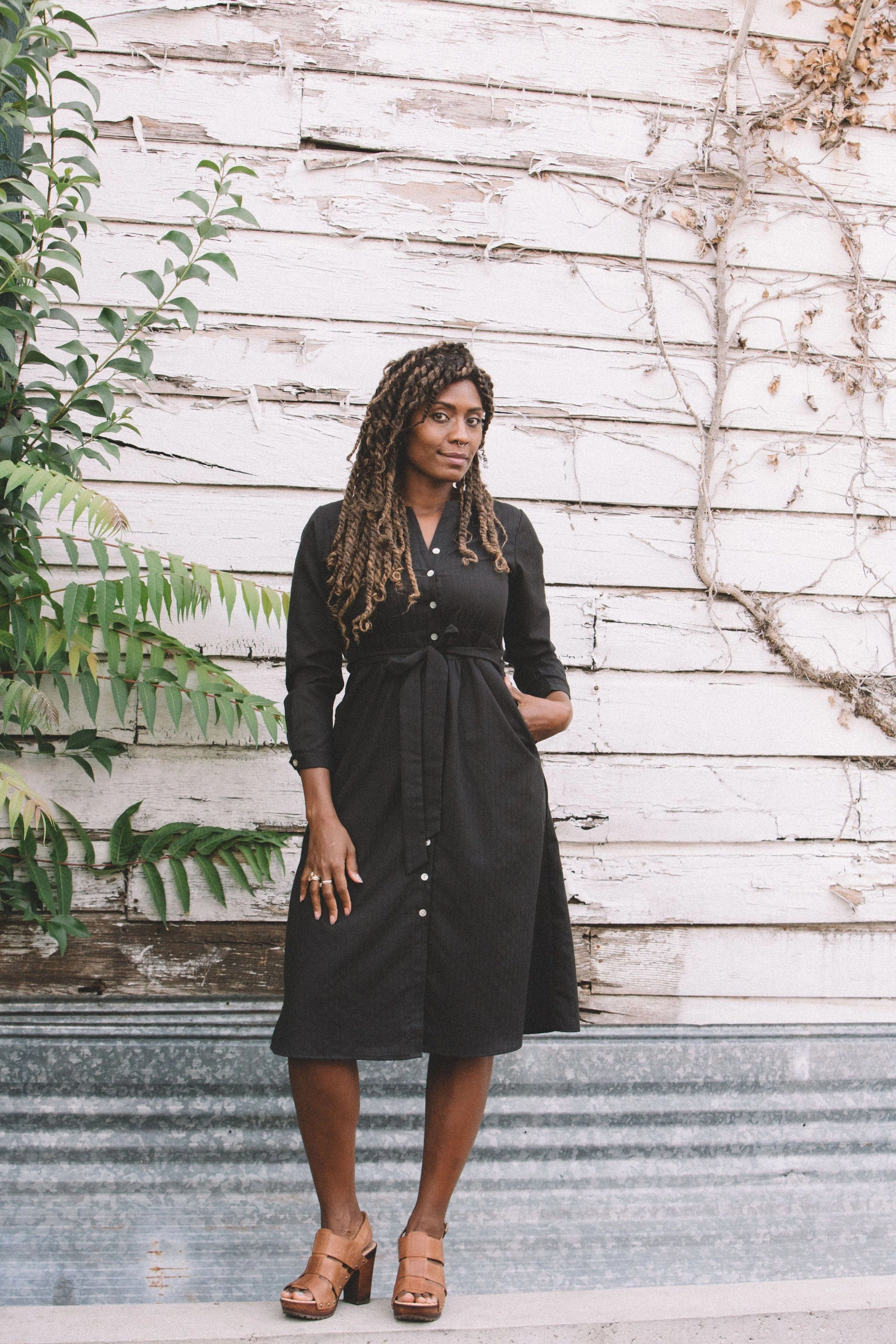 New York Matte Look Vera Dress in Black Embroidery