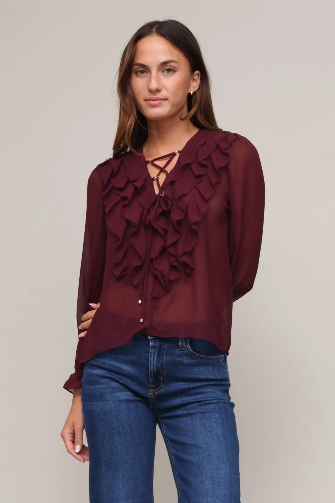 Circular Knit Technique Chloe Ruffle Top