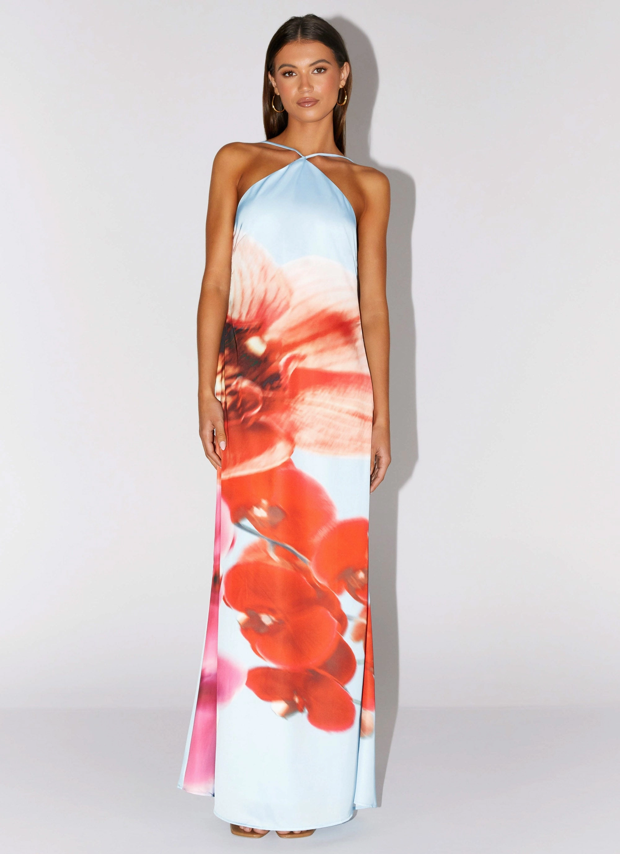 Chloe Maxi Dress - Turquoise Bloom Soft Mesh Cool Comfort
