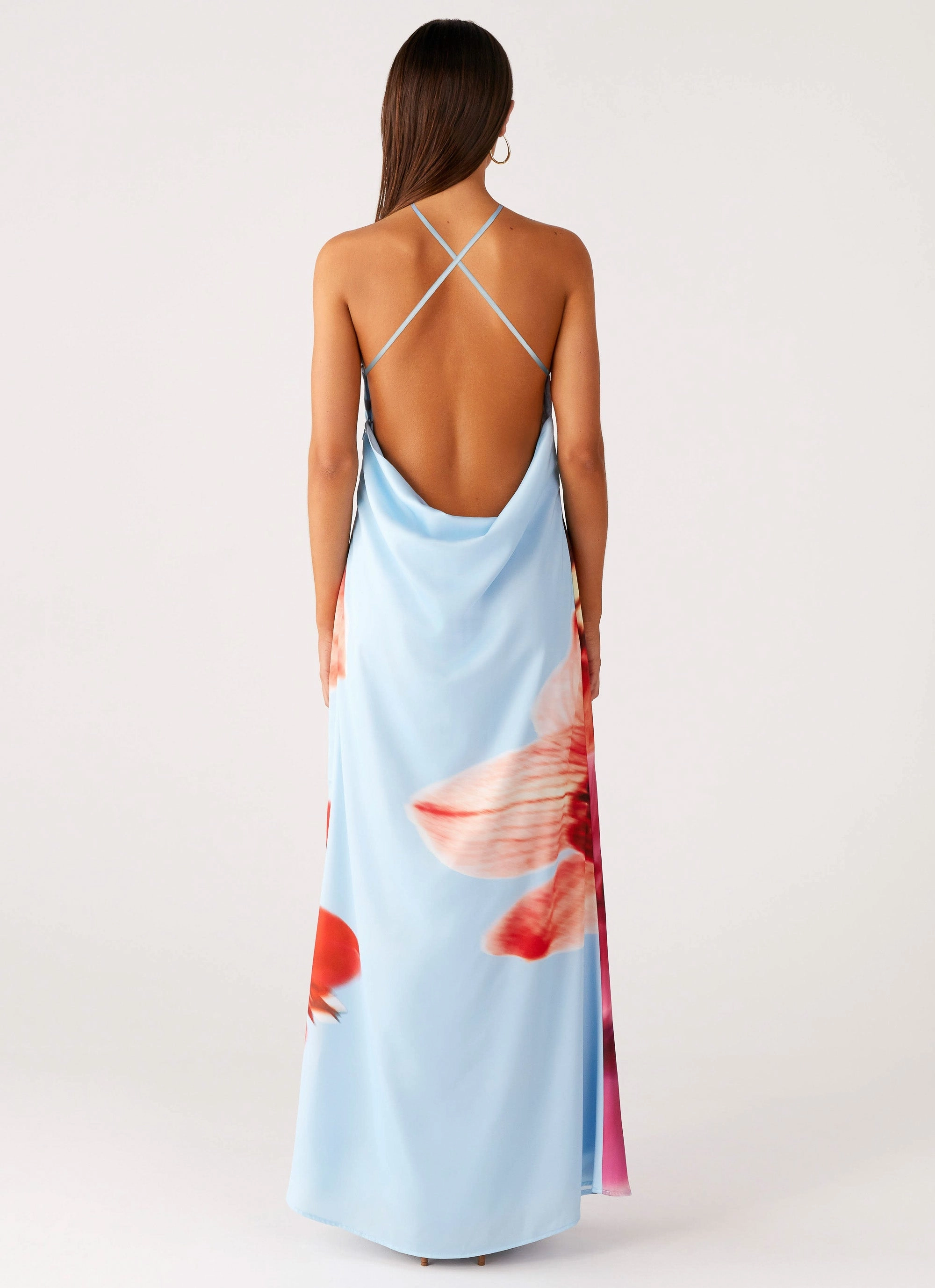 Chloe Maxi Dress - Turquoise Bloom Luxurious Texture Open Design
