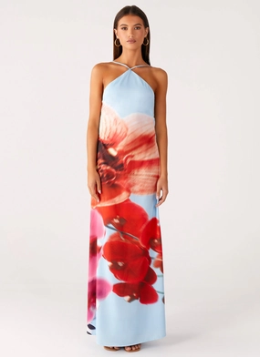 Bold Patterns Youthful Look Chloe Maxi Dress - Turquoise Bloom