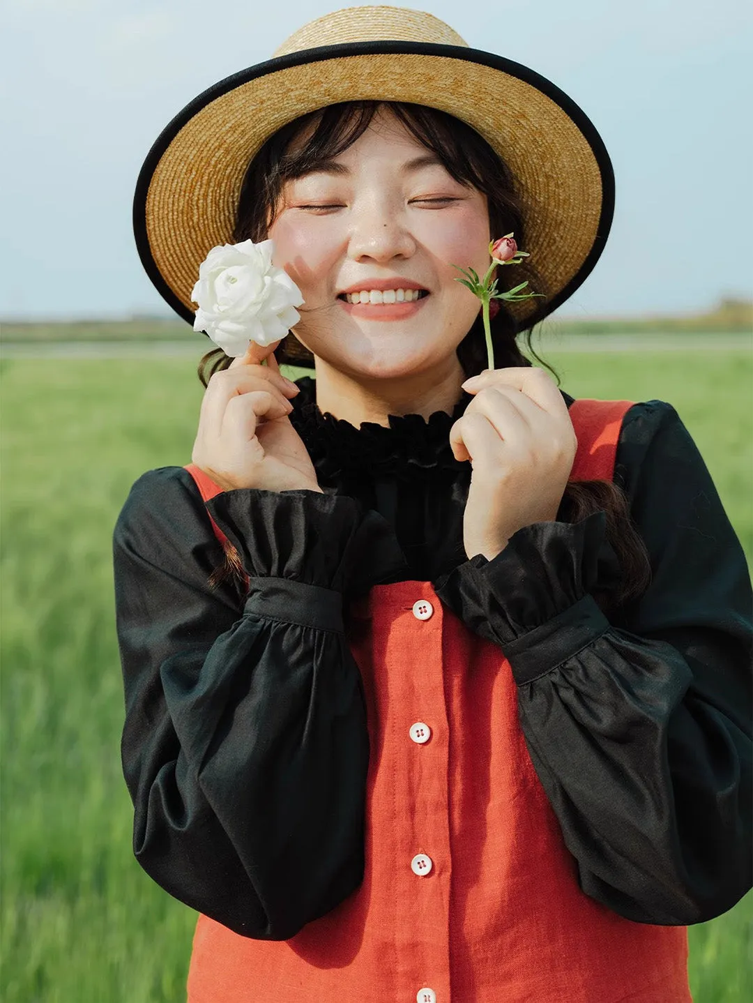 Chowxiaodou Petal Collar Shirt AbrasionResistantEdging OdorResistantTechnology