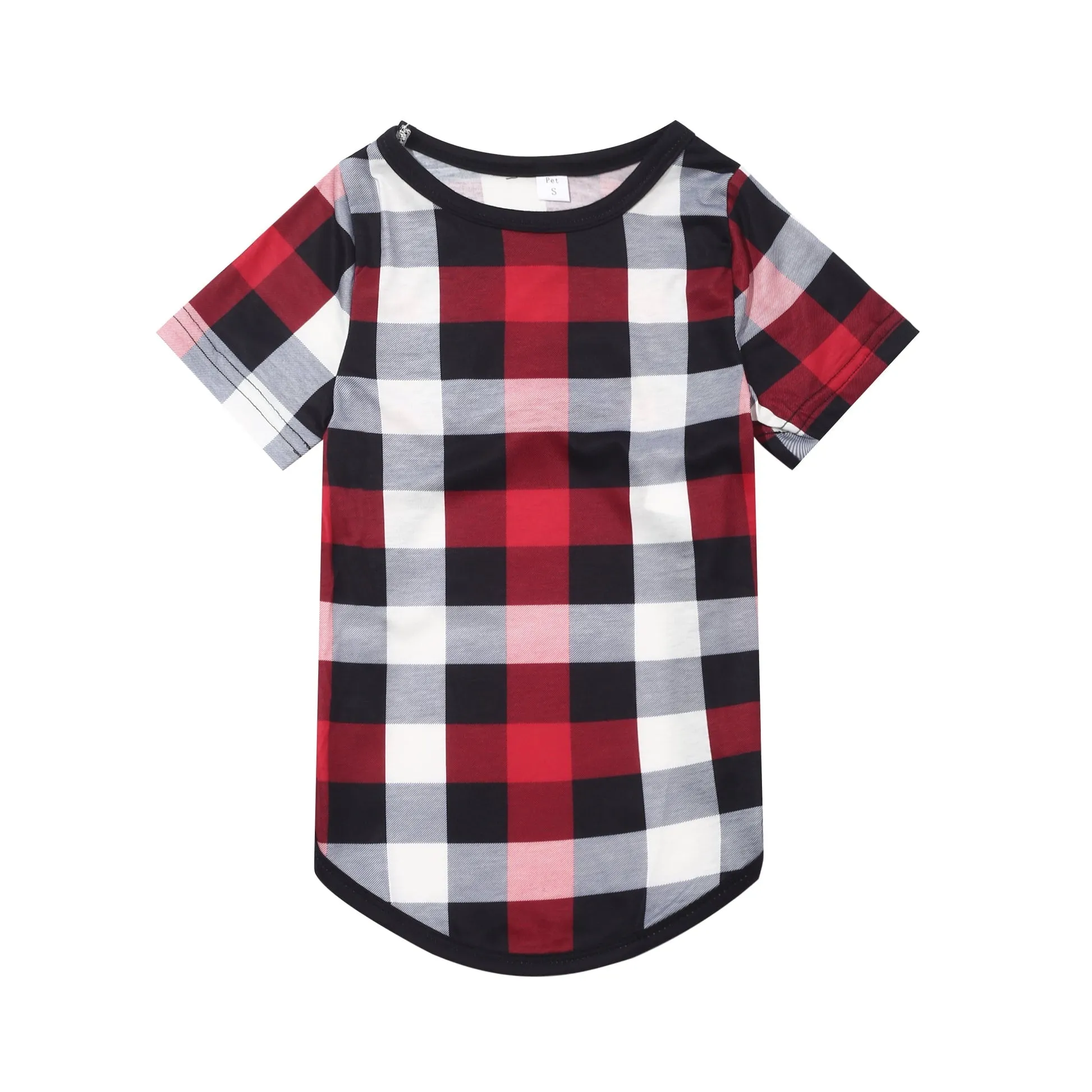 Christmas Cartoon Face Prints Red & Black & Grey & White Plaid Family Matching Pajamas