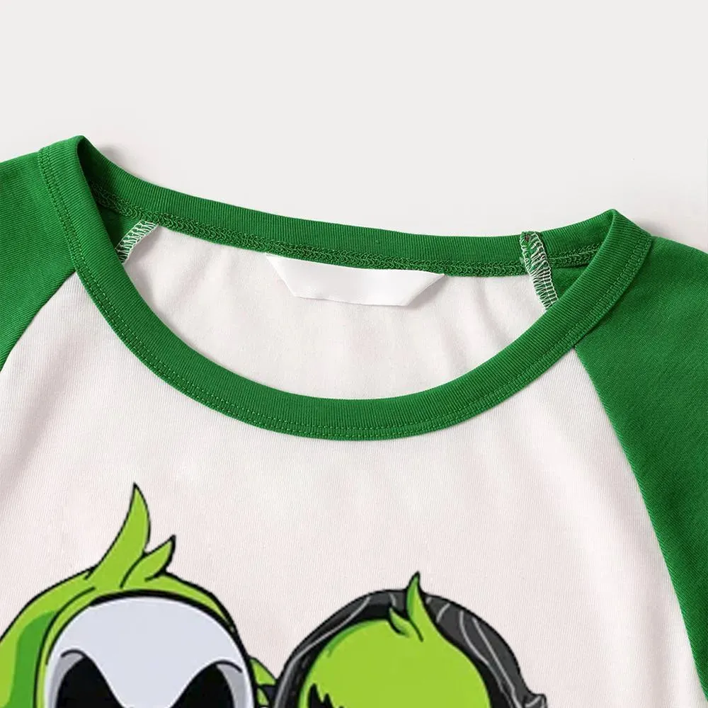 Christmas Cute Cartoon Print Family Matching Raglan Long-sleeve Pajamas Sets 2
